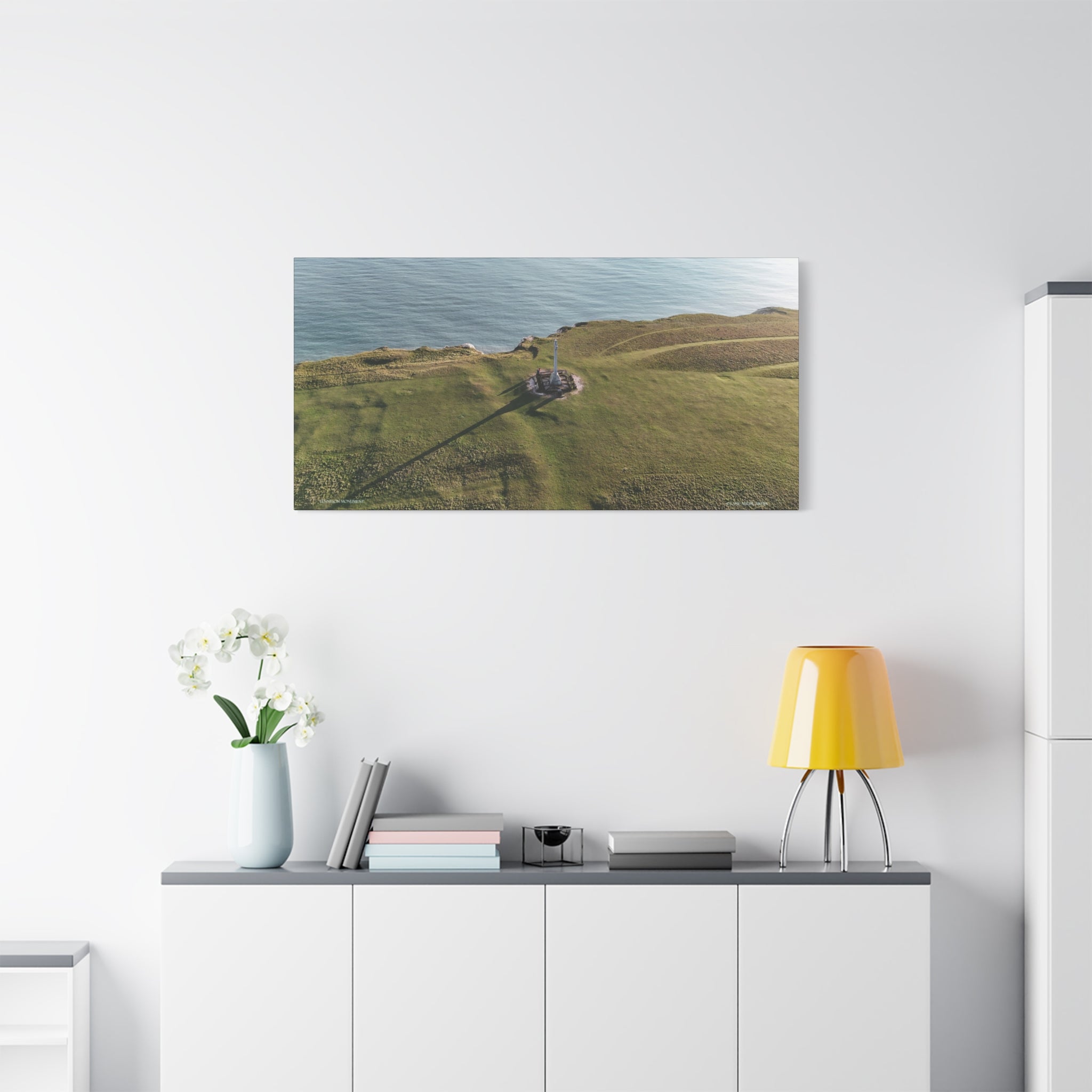Isle of Wight Aerial Canvas Print — Tennyson Monument Panoramic Wall Art