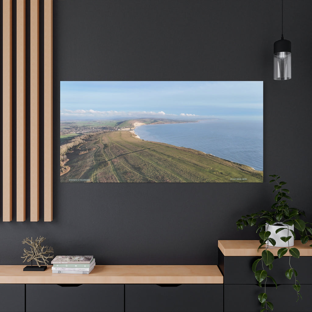 Isle of Wight Aerial Canvas Print — Tennyson to Freshwater Panoramic Coastal Wall Art