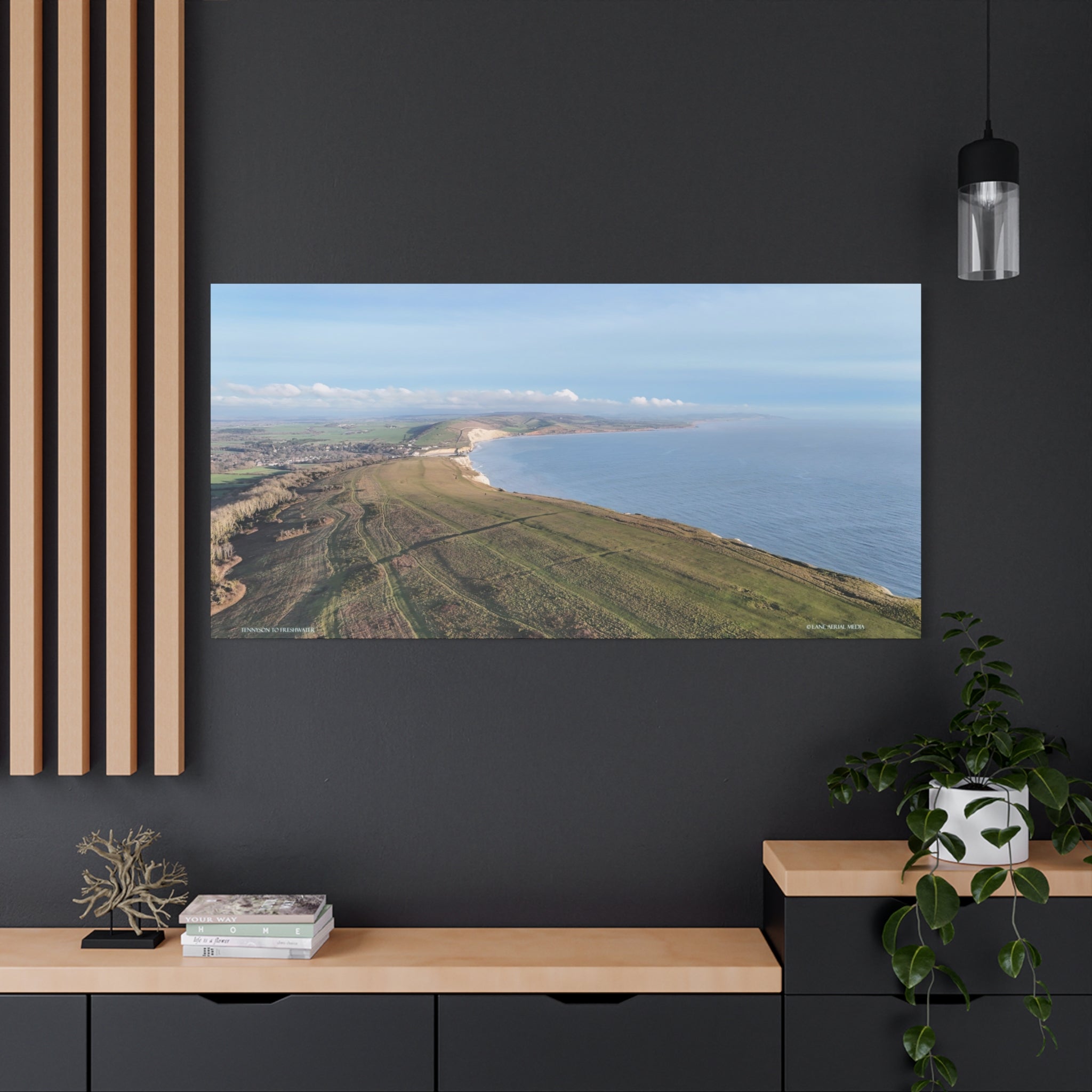 Isle of Wight Aerial Canvas Print — Tennyson to Freshwater Panoramic Coastal Wall Art