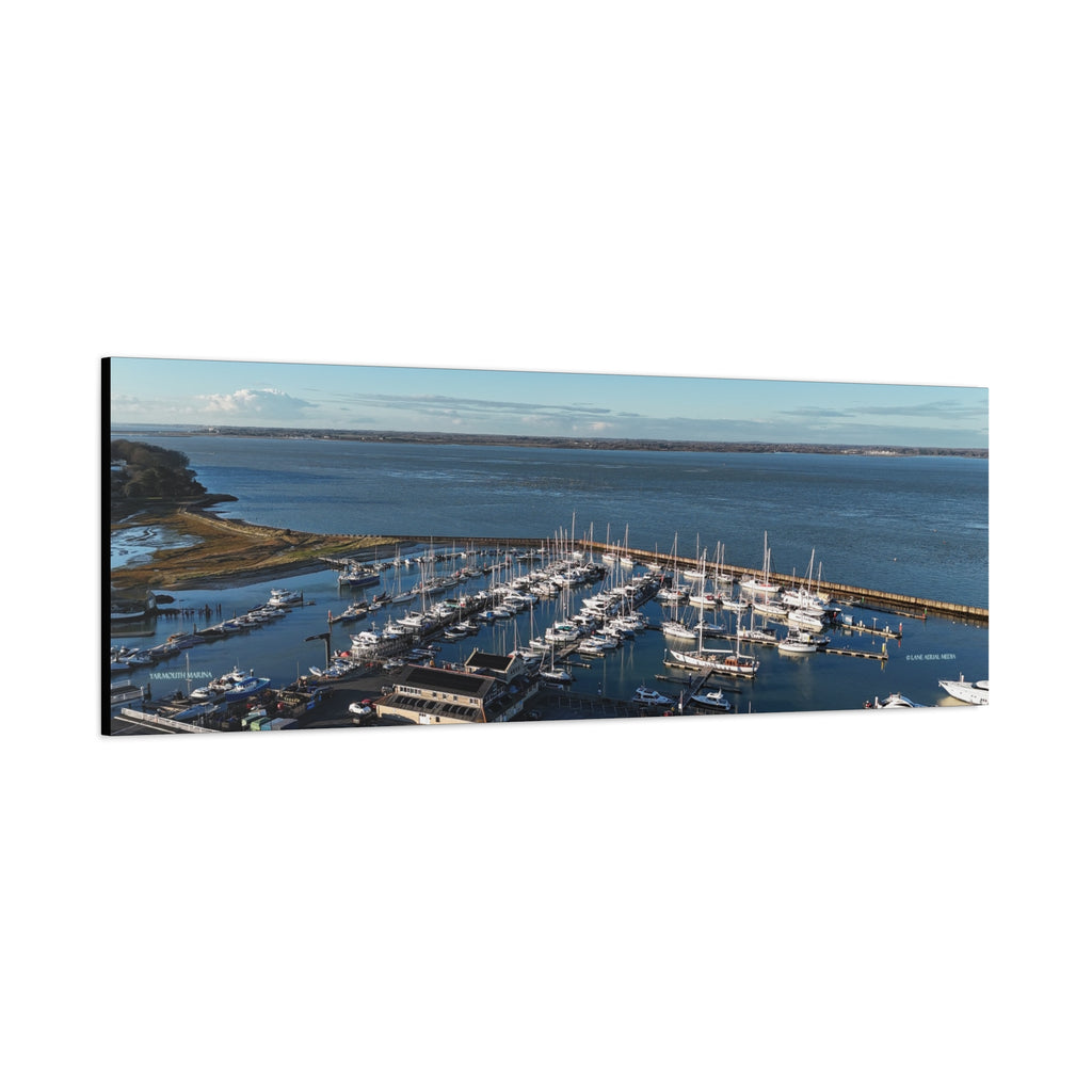 Isle of Wight Panoramic Canvas Print — Yarmouth Marina Stretched Matte Wall Art