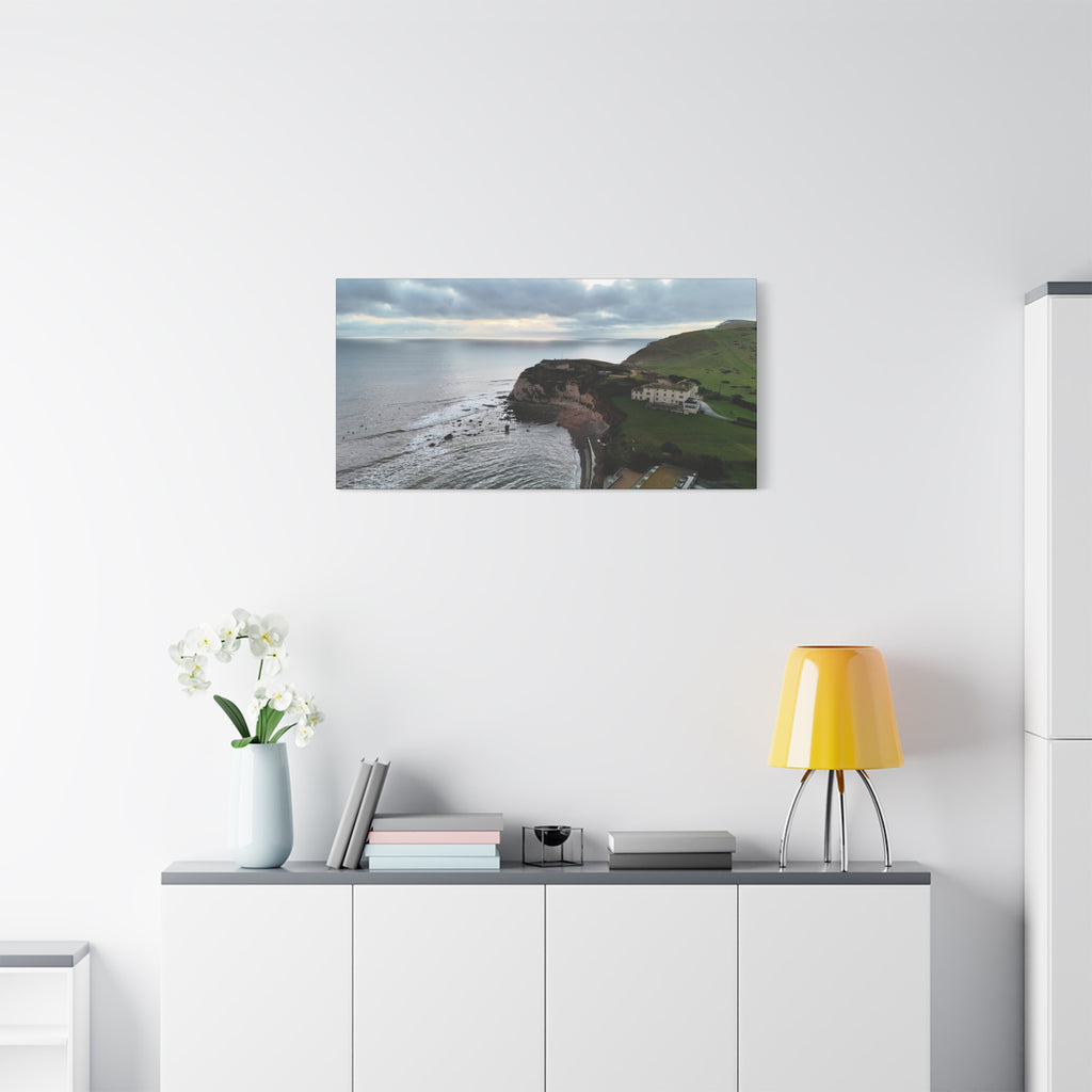 Isle of Wight Aerial Canvas Print — Freshwater Bay Seascape Stretched Wall Art