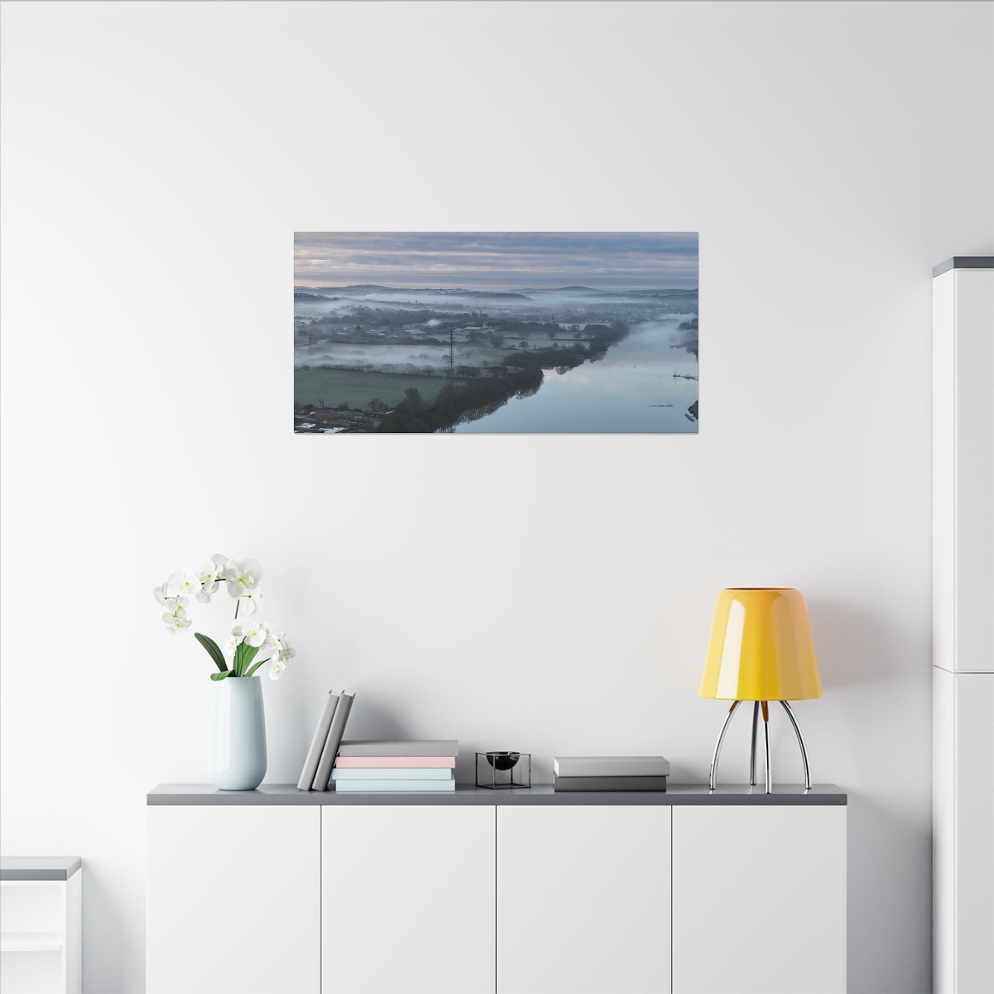 Isle of Wight Canvas Print — Misty River Medina Sunrise Stretched Wall Art