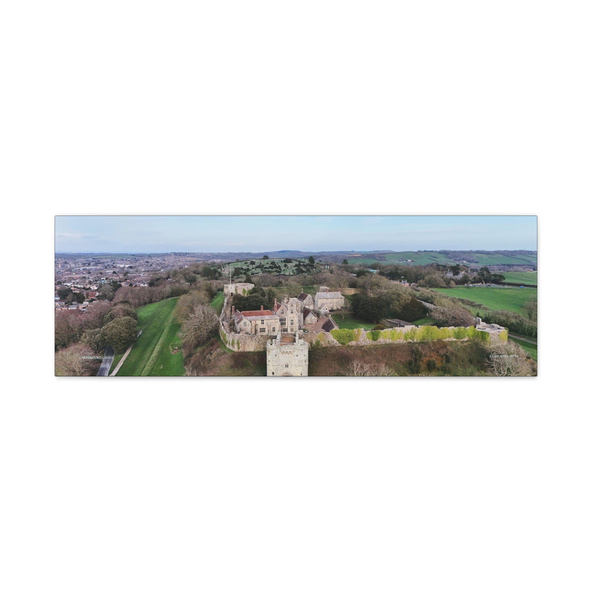 Isle of Wight Panoramic Canvas Print — Carisbrooke Castle Stretched Wall Art