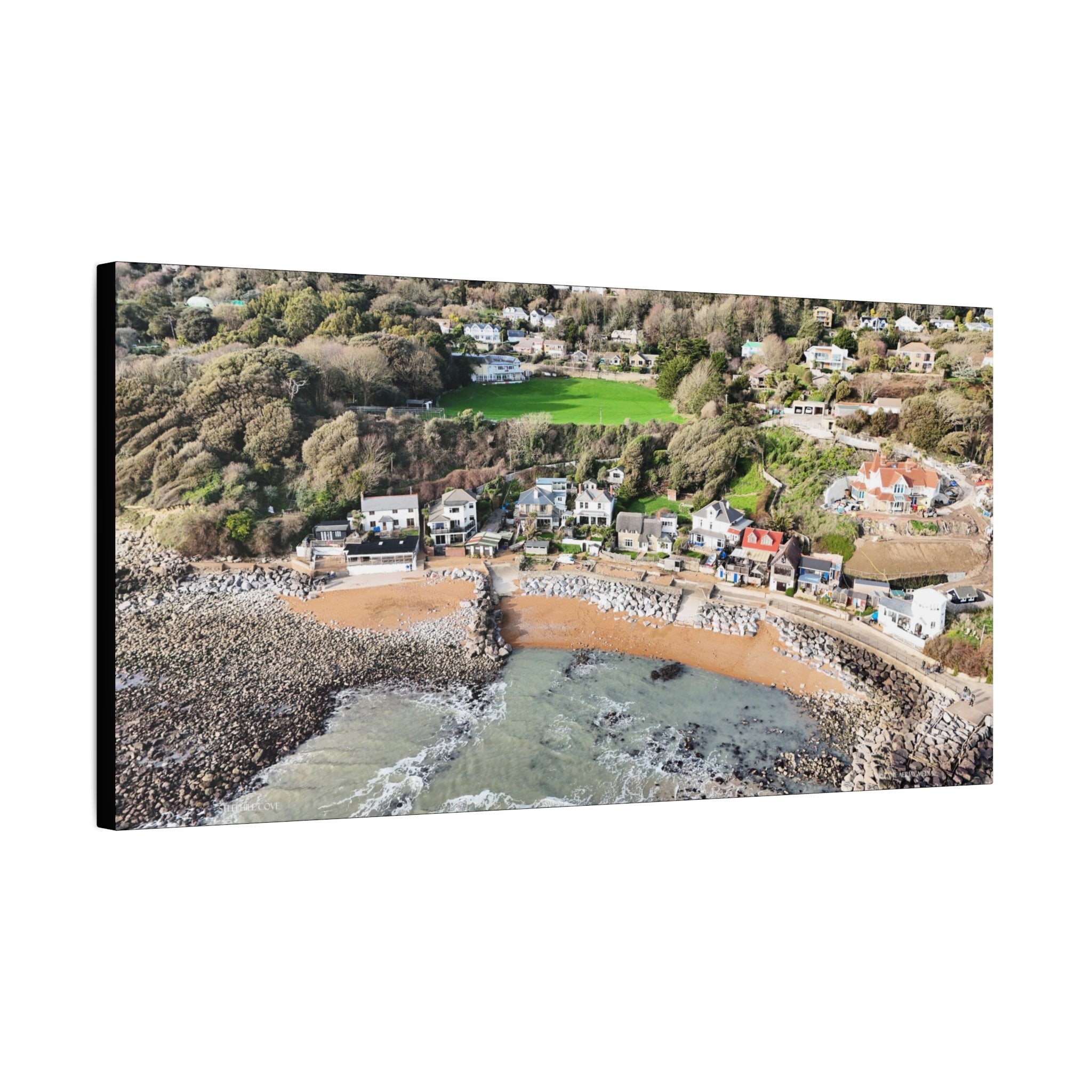 Isle of Wight Aerial Canvas Print — Steephill Cove Panoramic Beachfront Wall Art
