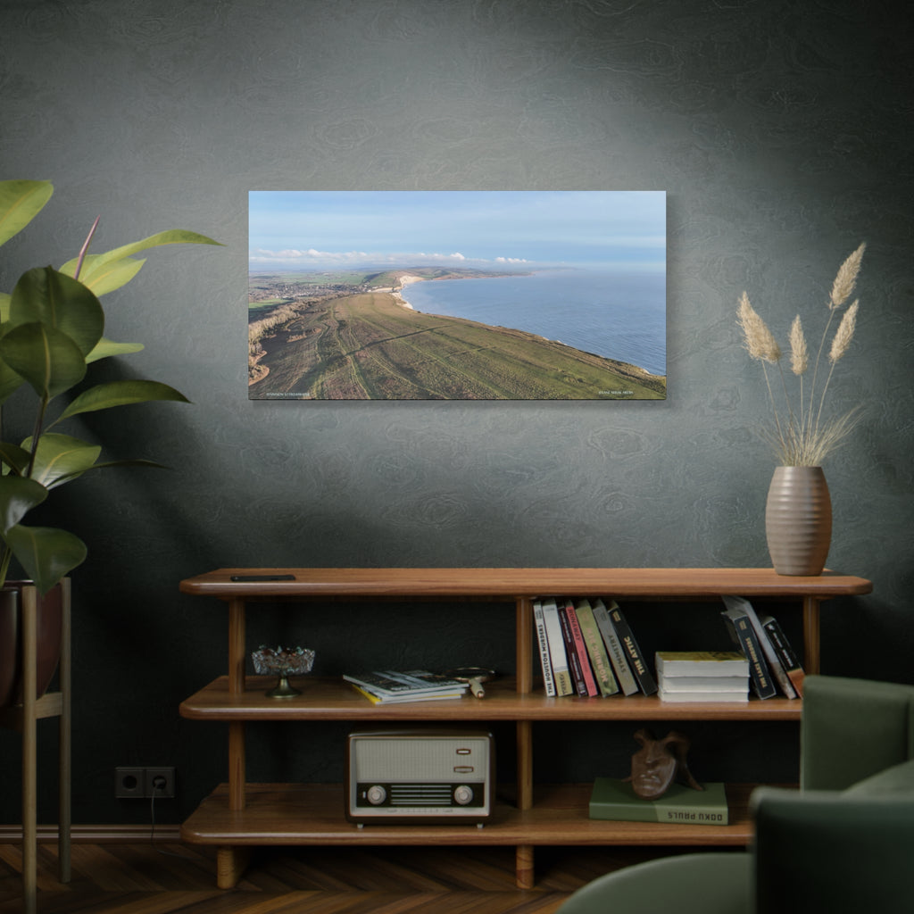 Isle of Wight Aerial Canvas Print — Tennyson to Freshwater Panoramic Coastal Wall Art