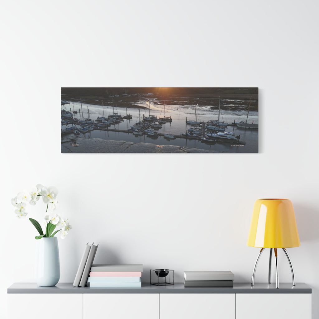 Isle of Wight Panoramic Canvas Print — Yarmouth Marina Stretched Wall Art