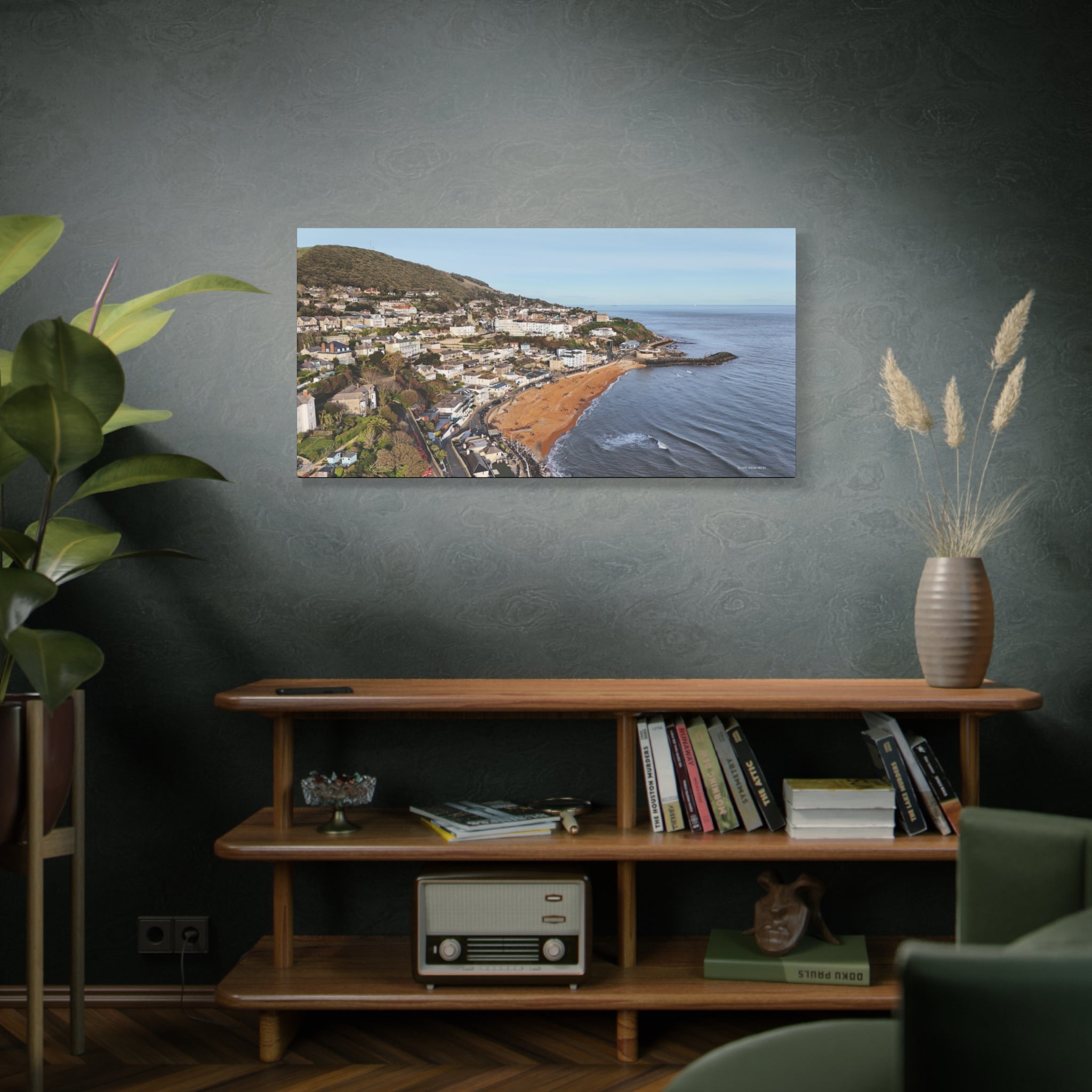 Isle of Wight Aerial Canvas Print — Ventnor Seaside Landscape Stretched Wall Art