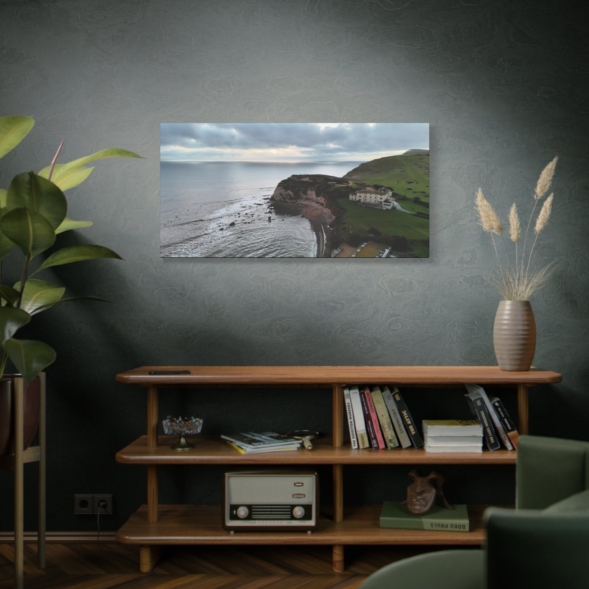 Isle of Wight Aerial Canvas Print — Freshwater Bay Seascape Stretched Wall Art