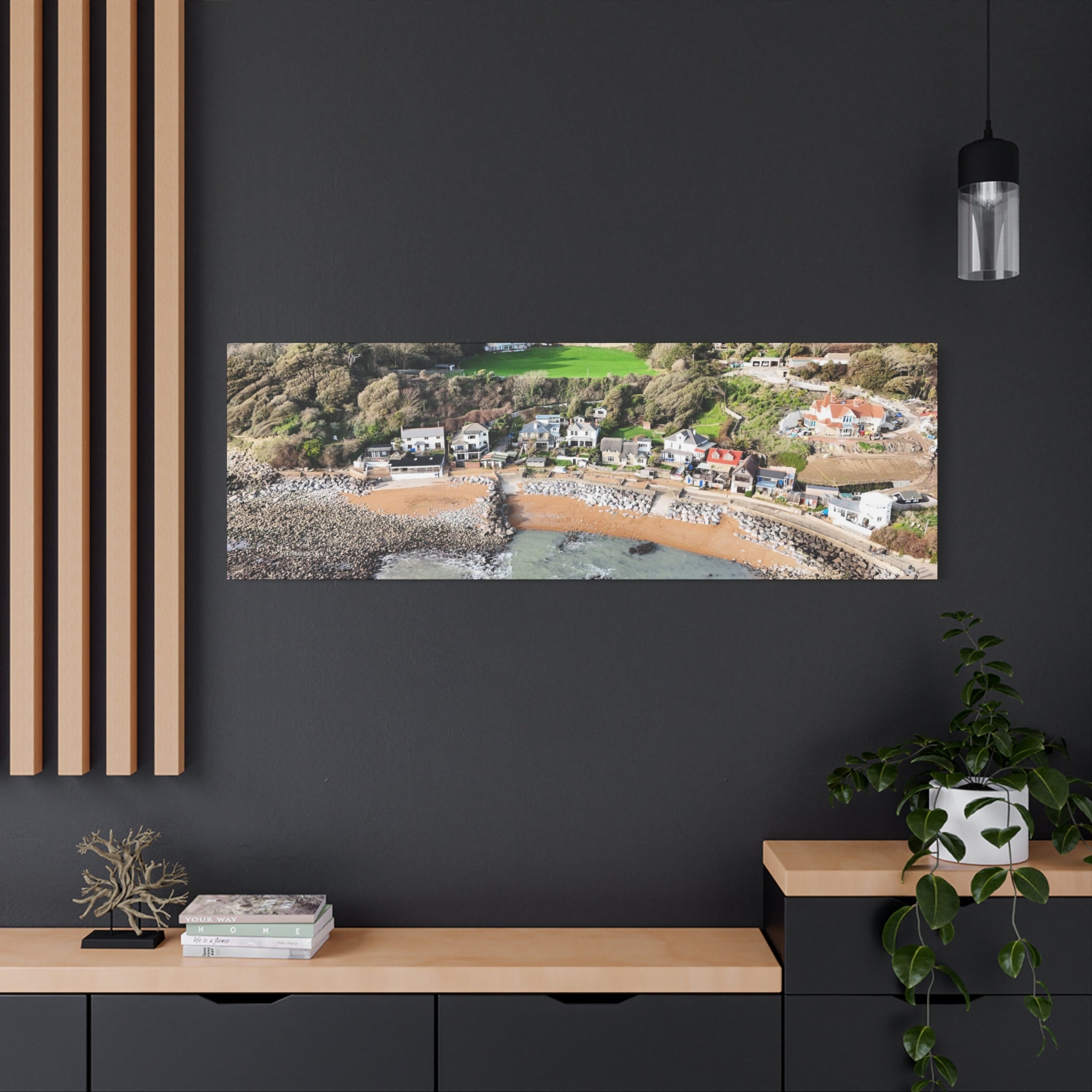 Isle of Wight Aerial Canvas Print — Steephill Cove Stretched Panoramic Wall Art