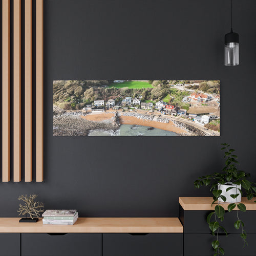 Isle of Wight Aerial Canvas Print — Steephill Cove Stretched Panoramic Wall Art