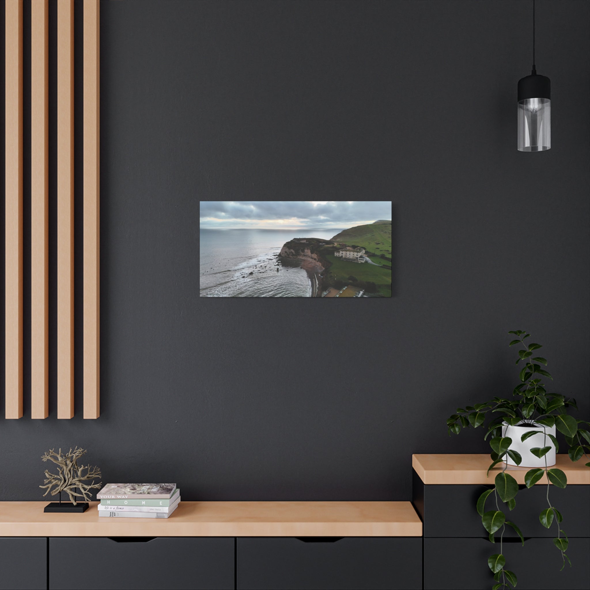 Isle of Wight Aerial Canvas Print — Freshwater Bay Seascape Stretched Wall Art