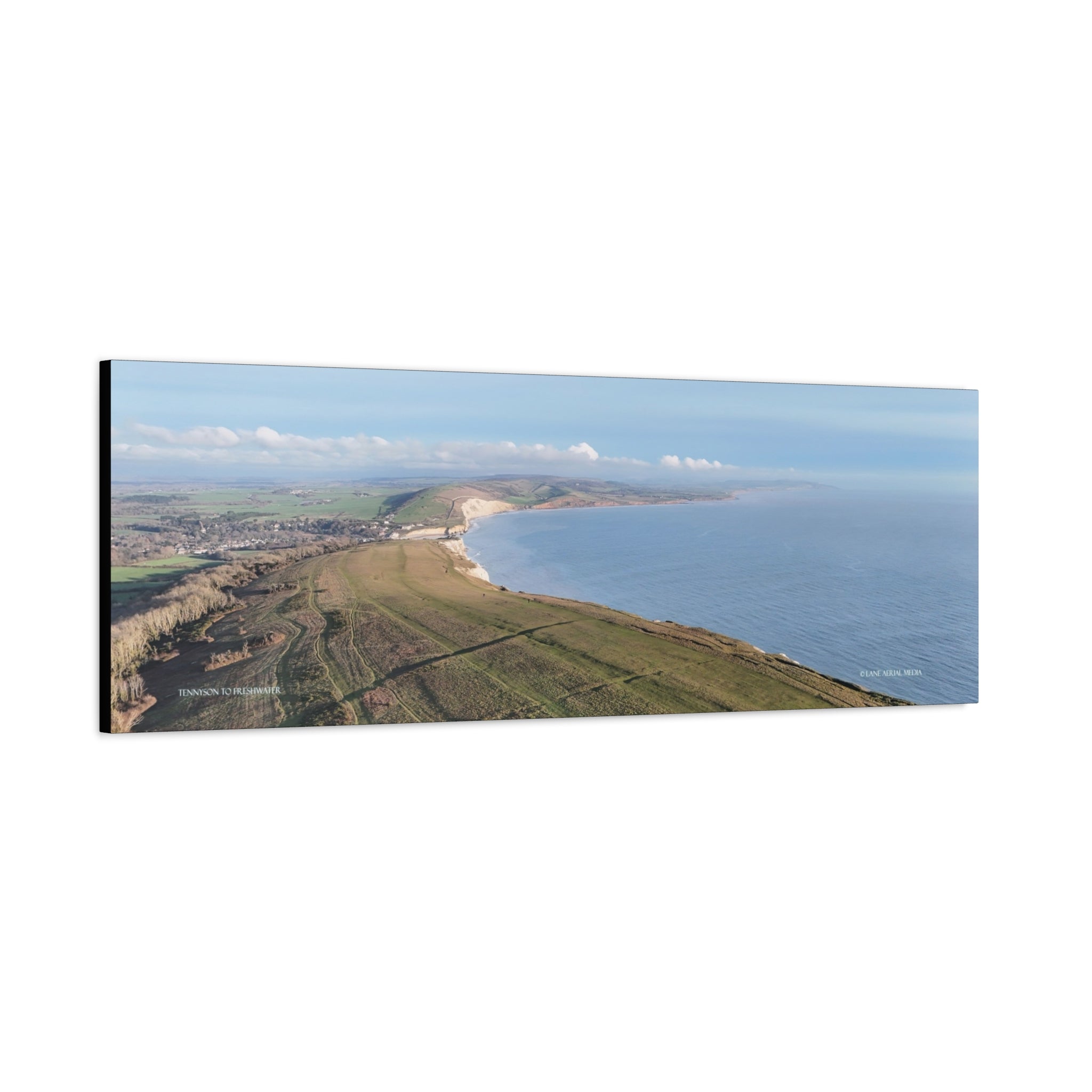 Isle of Wight Aerial Canvas Print — Tennyson to Freshwater Wide Seascape Wall Art