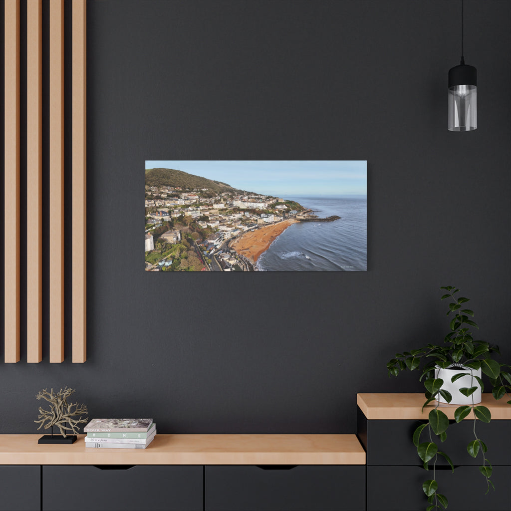 Isle of Wight Aerial Canvas Print — Ventnor Seaside Landscape Stretched Wall Art