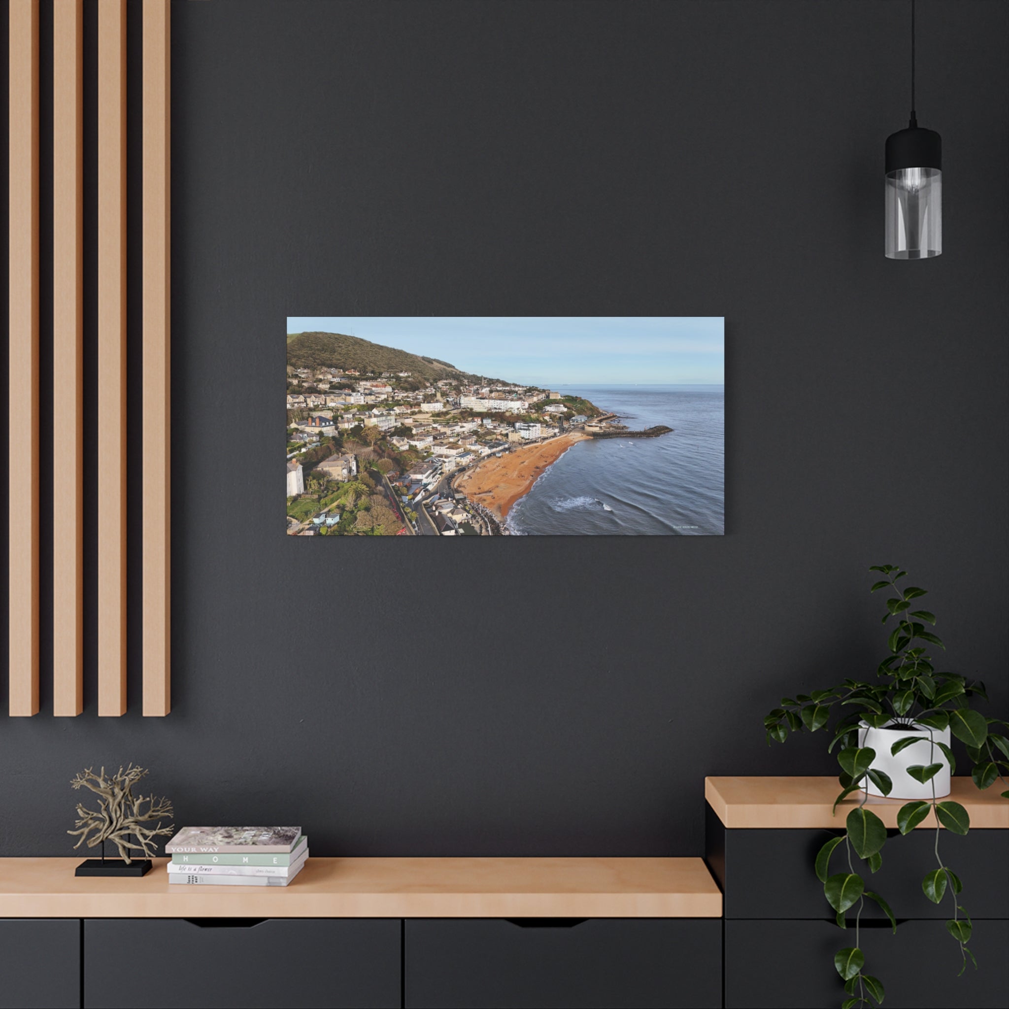 Isle of Wight Aerial Canvas Print — Ventnor Seaside Landscape Stretched Wall Art