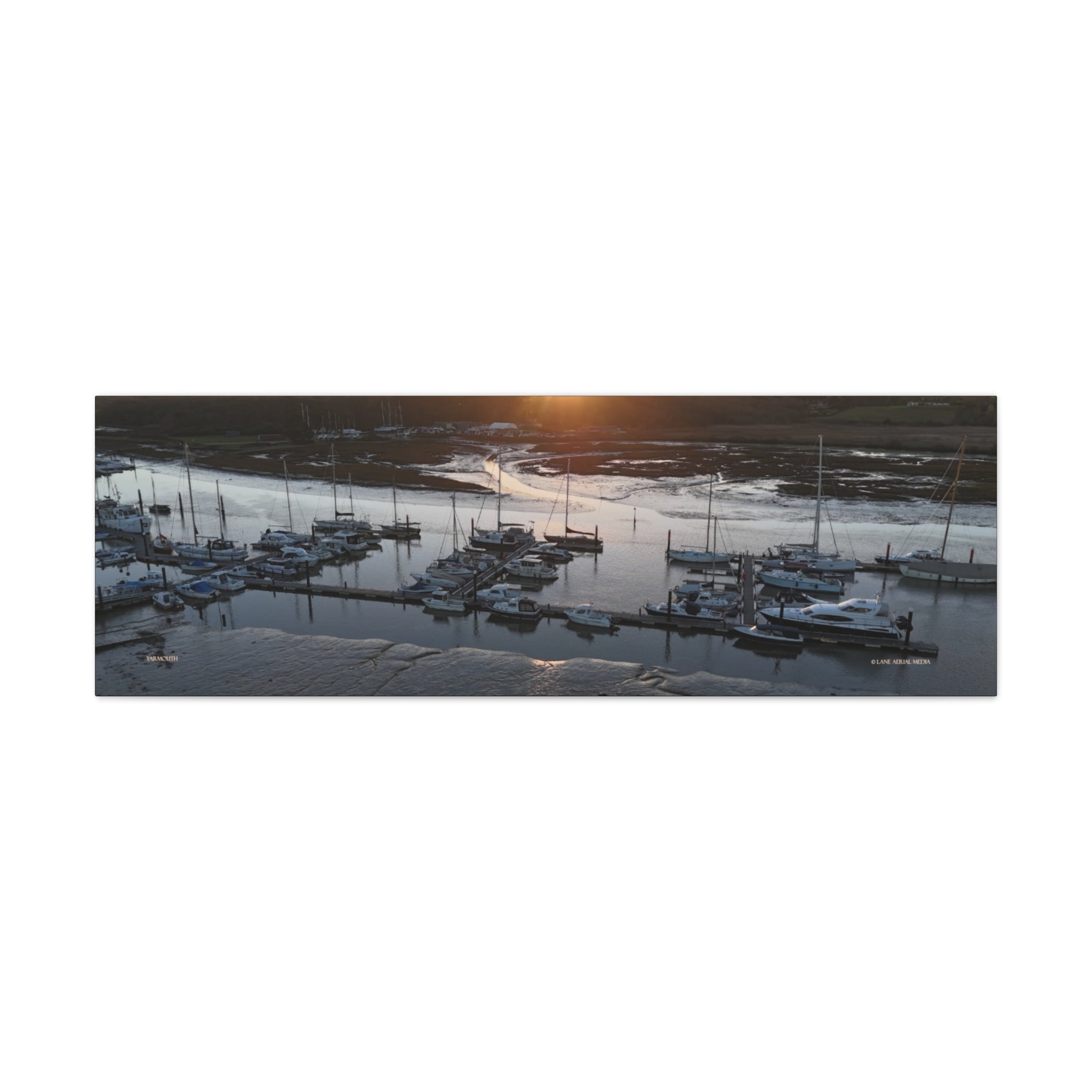 Isle of Wight Panoramic Canvas Print — Yarmouth Marina Stretched Wall Art