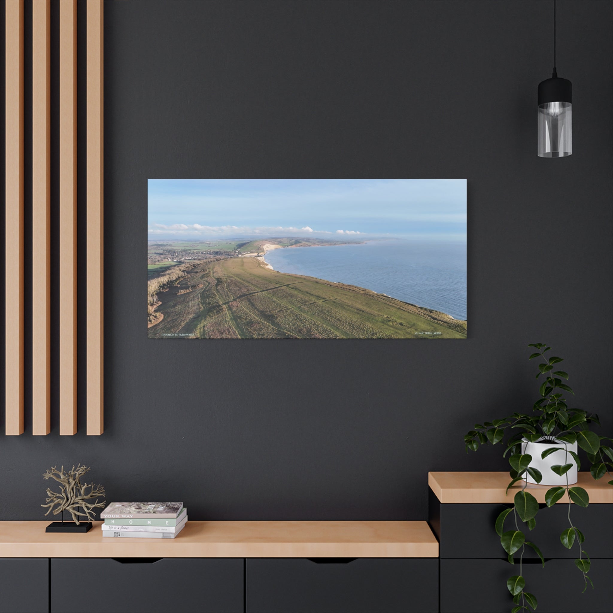 Isle of Wight Aerial Canvas Print — Tennyson to Freshwater Panoramic Coastal Wall Art