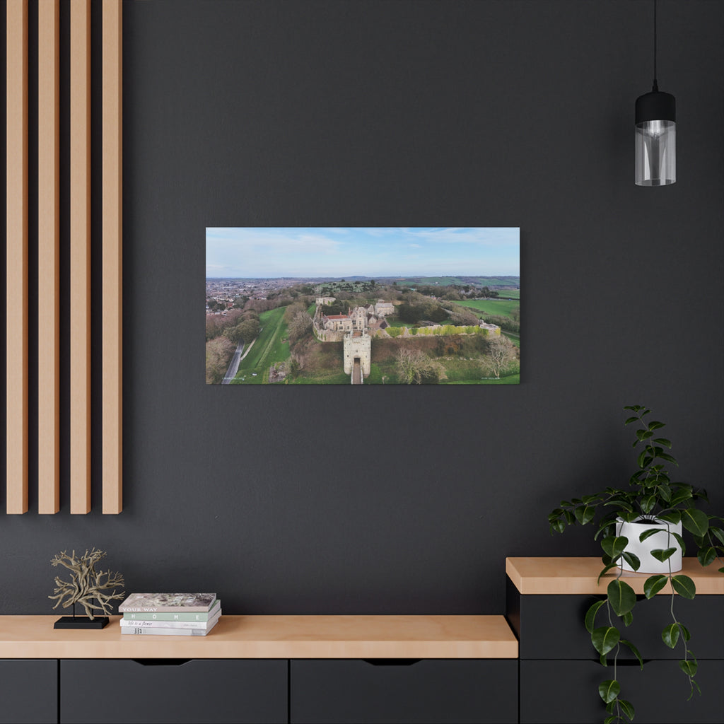 Isle of Wight Aerial Canvas Print — Carisbrooke Castle Landscape Stretched Wall Art