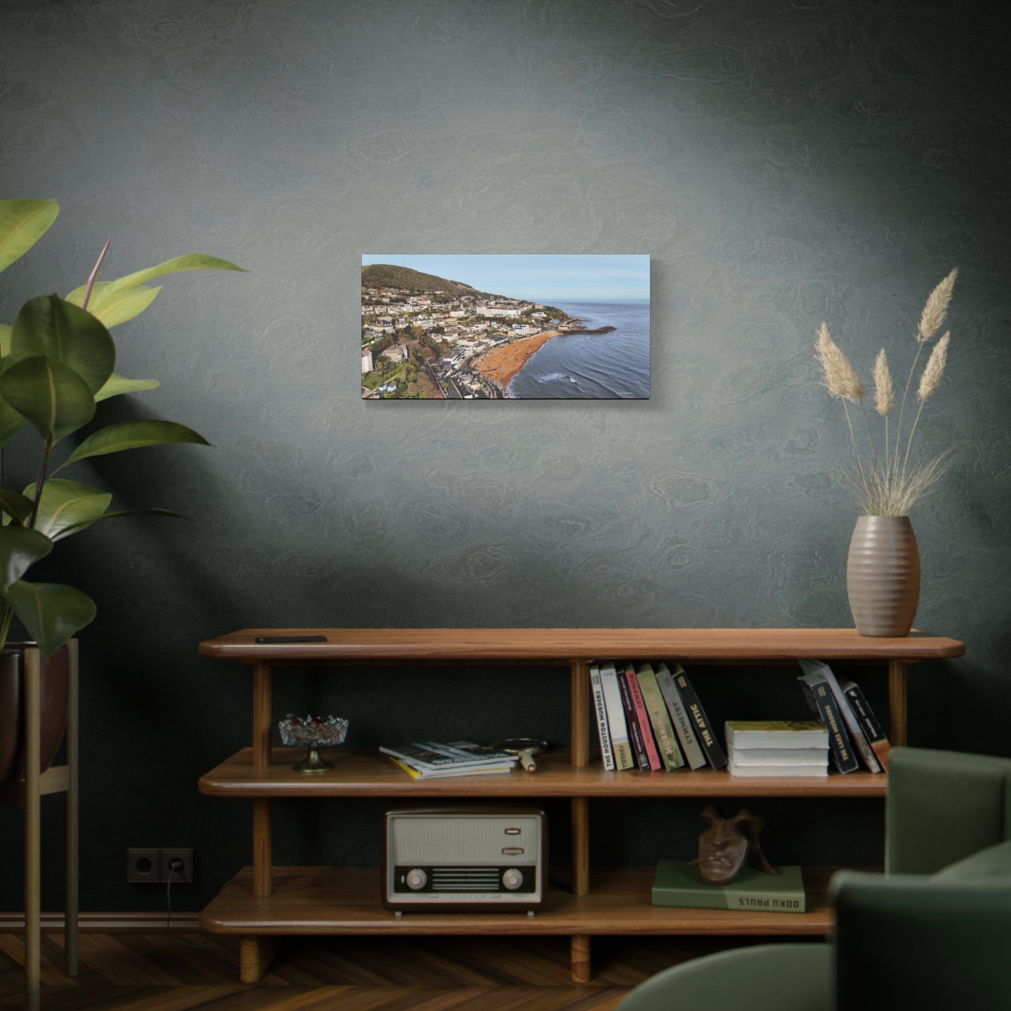 Isle of Wight Aerial Canvas Print — Ventnor Seaside Landscape Stretched Wall Art