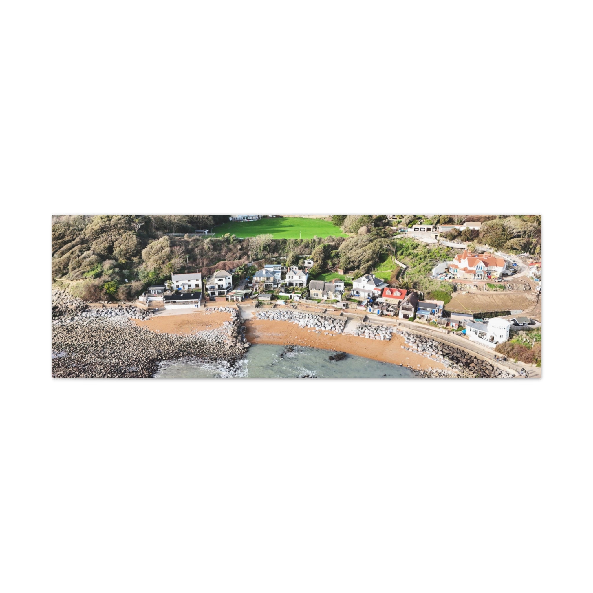 Isle of Wight Aerial Canvas Print — Steephill Cove Stretched Panoramic Wall Art