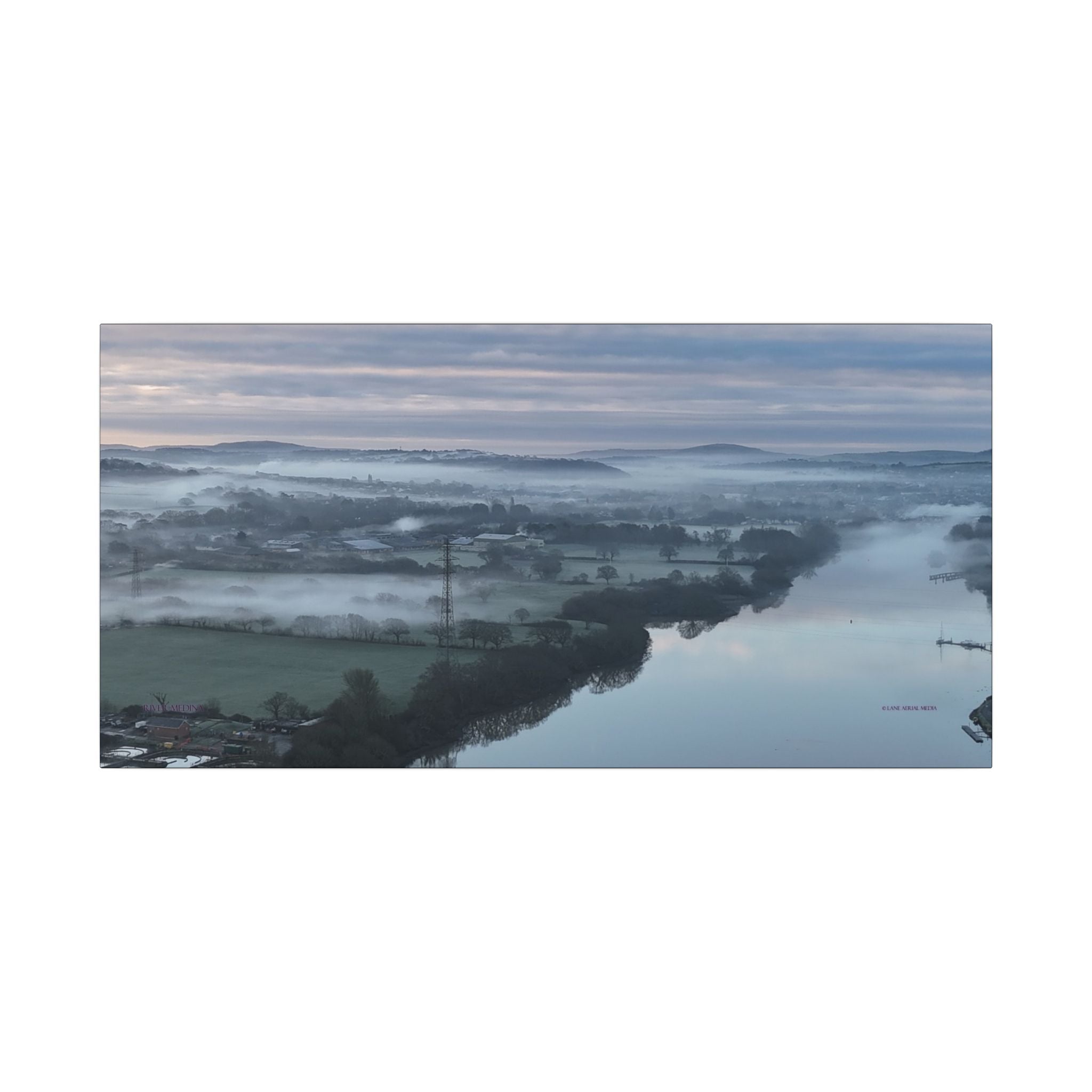 Isle of Wight Canvas Print — Misty River Medina Sunrise Stretched Wall Art