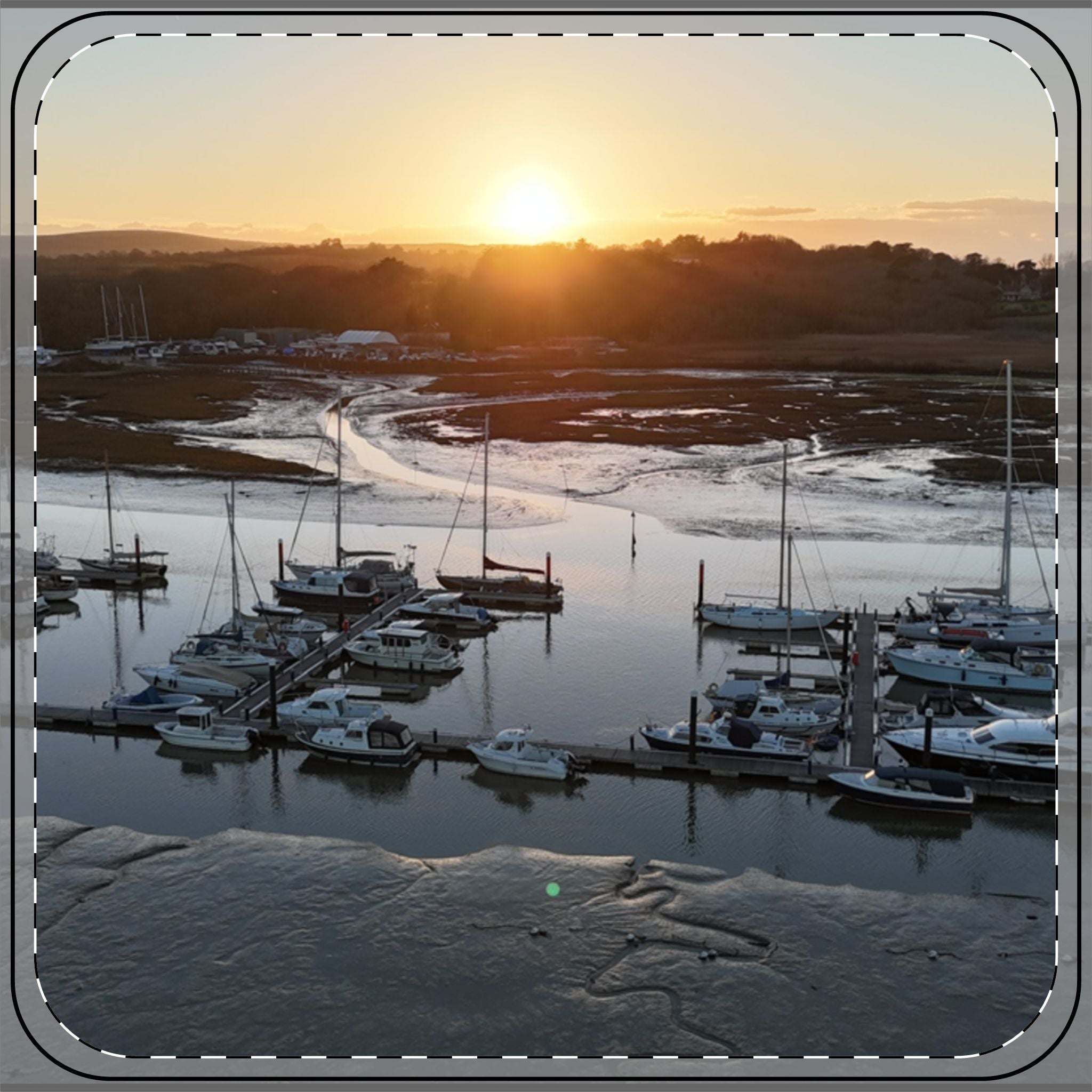 Isle of Wight Gift Coaster — Sunset Marina Harbour Photo Drink Coaster