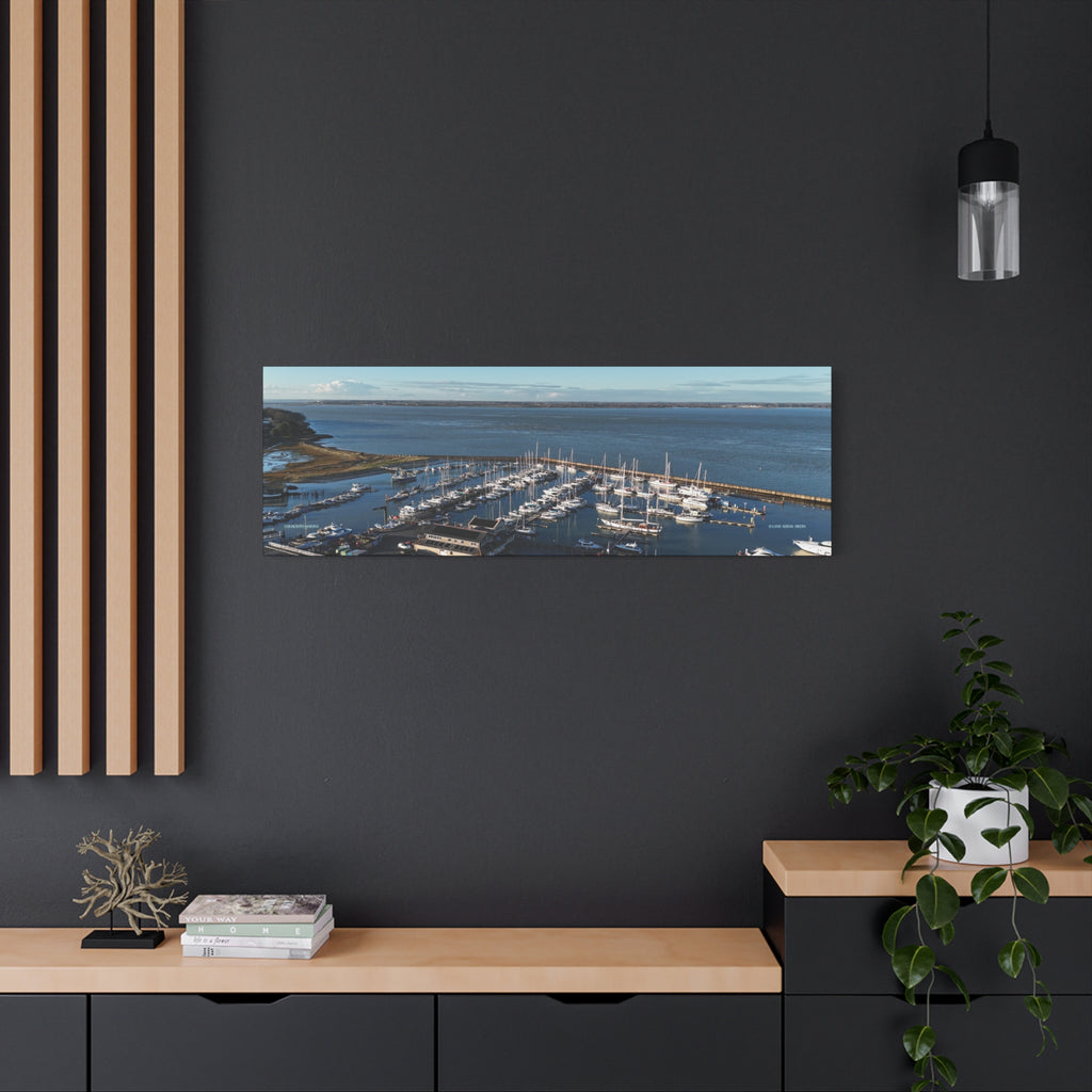 Isle of Wight Panoramic Canvas Print — Yarmouth Marina Stretched Matte Wall Art