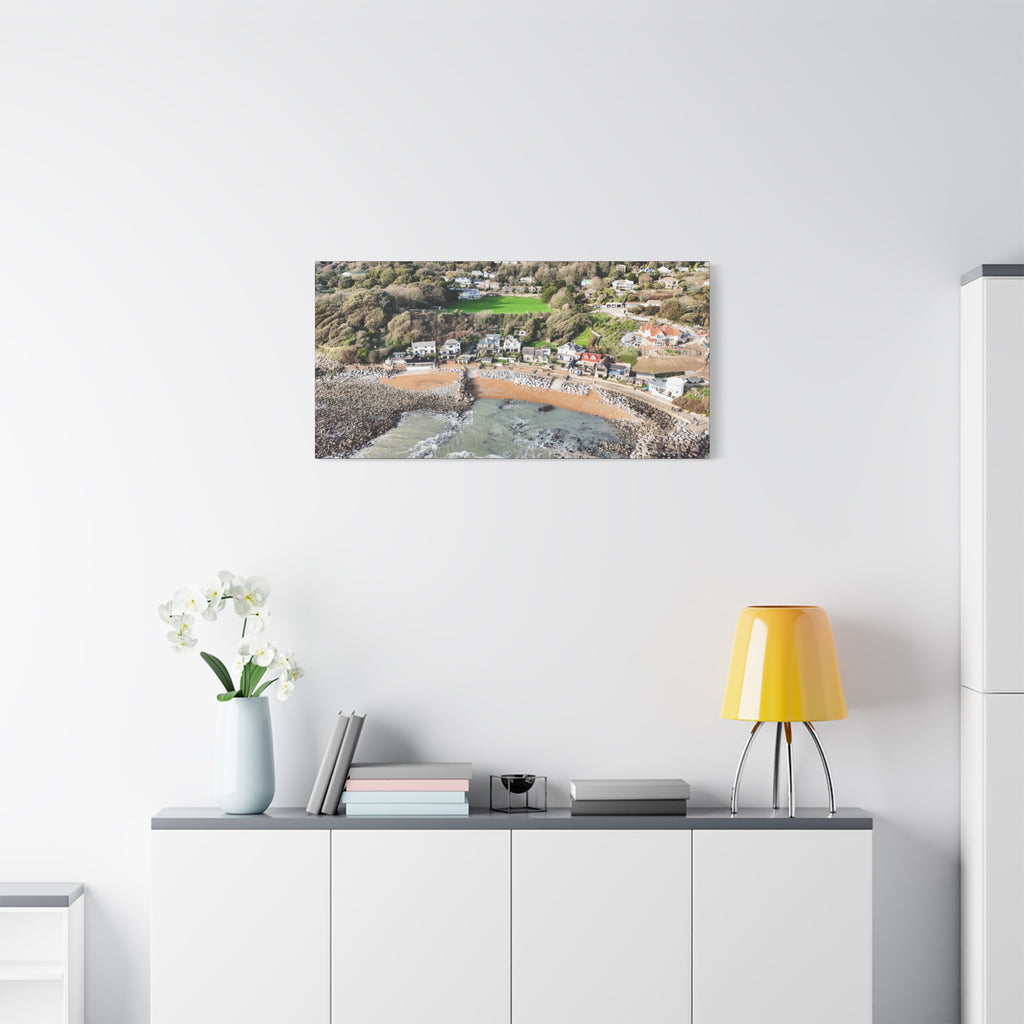 Isle of Wight Aerial Canvas Print — Steephill Cove Panoramic Beachfront Wall Art