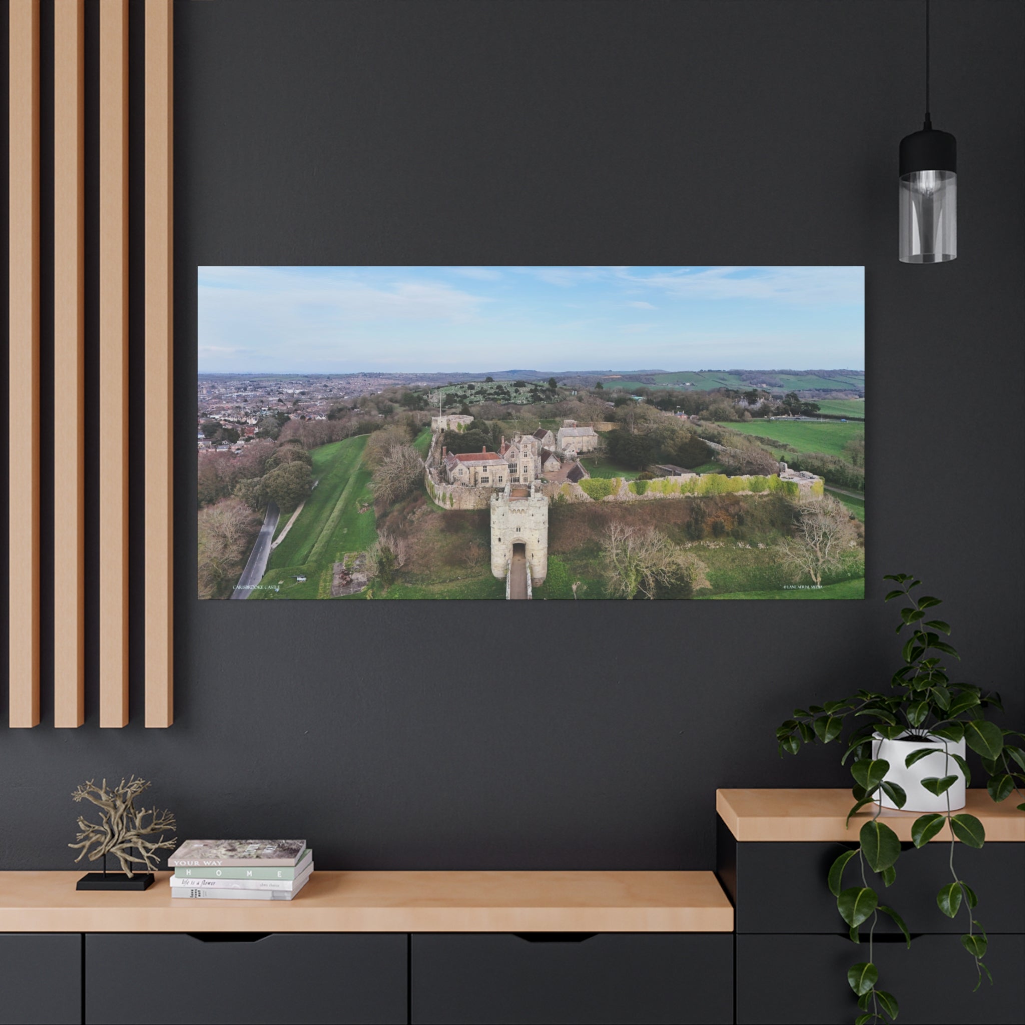 Isle of Wight Aerial Canvas Print — Carisbrooke Castle Landscape Stretched Wall Art