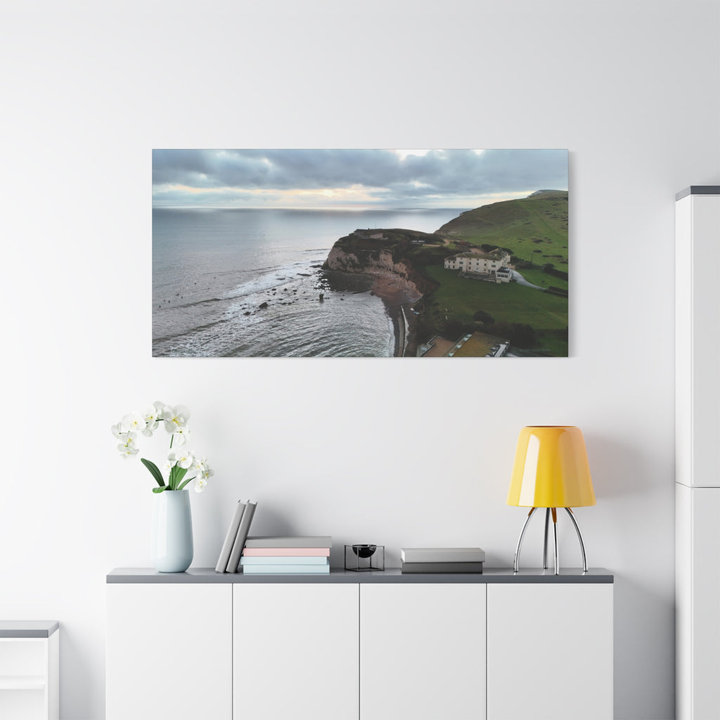 Isle of Wight Aerial Canvas Print — Freshwater Bay Seascape Stretched Wall Art