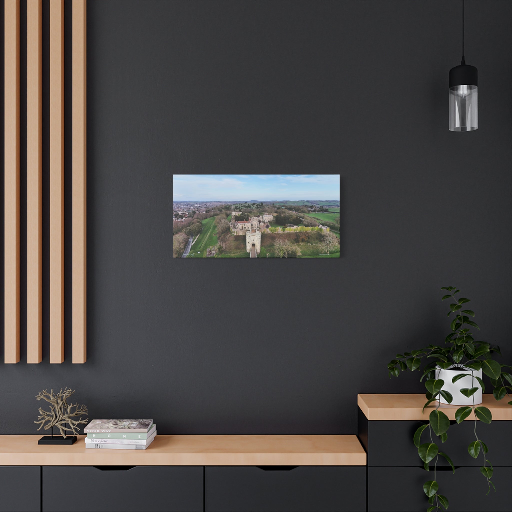 Isle of Wight Aerial Canvas Print — Carisbrooke Castle Landscape Stretched Wall Art