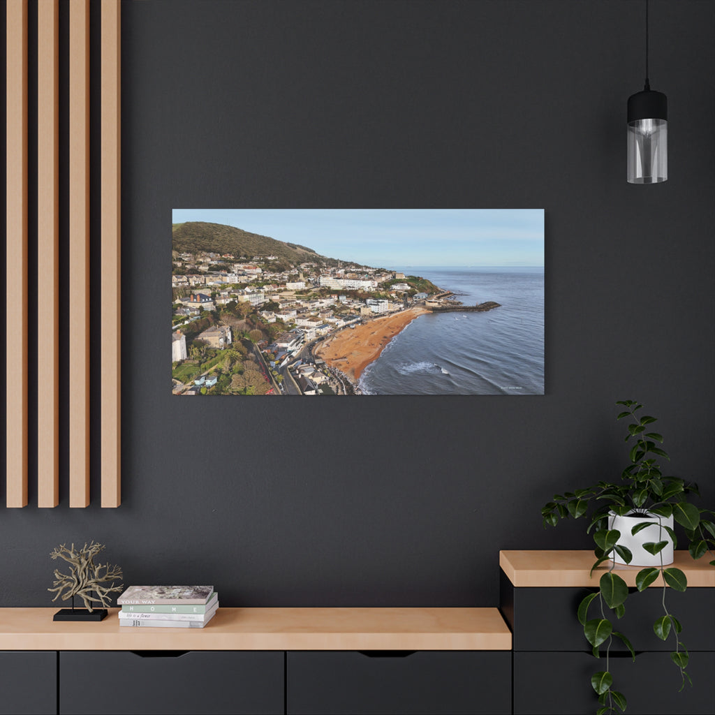 Isle of Wight Aerial Canvas Print — Ventnor Seaside Landscape Stretched Wall Art