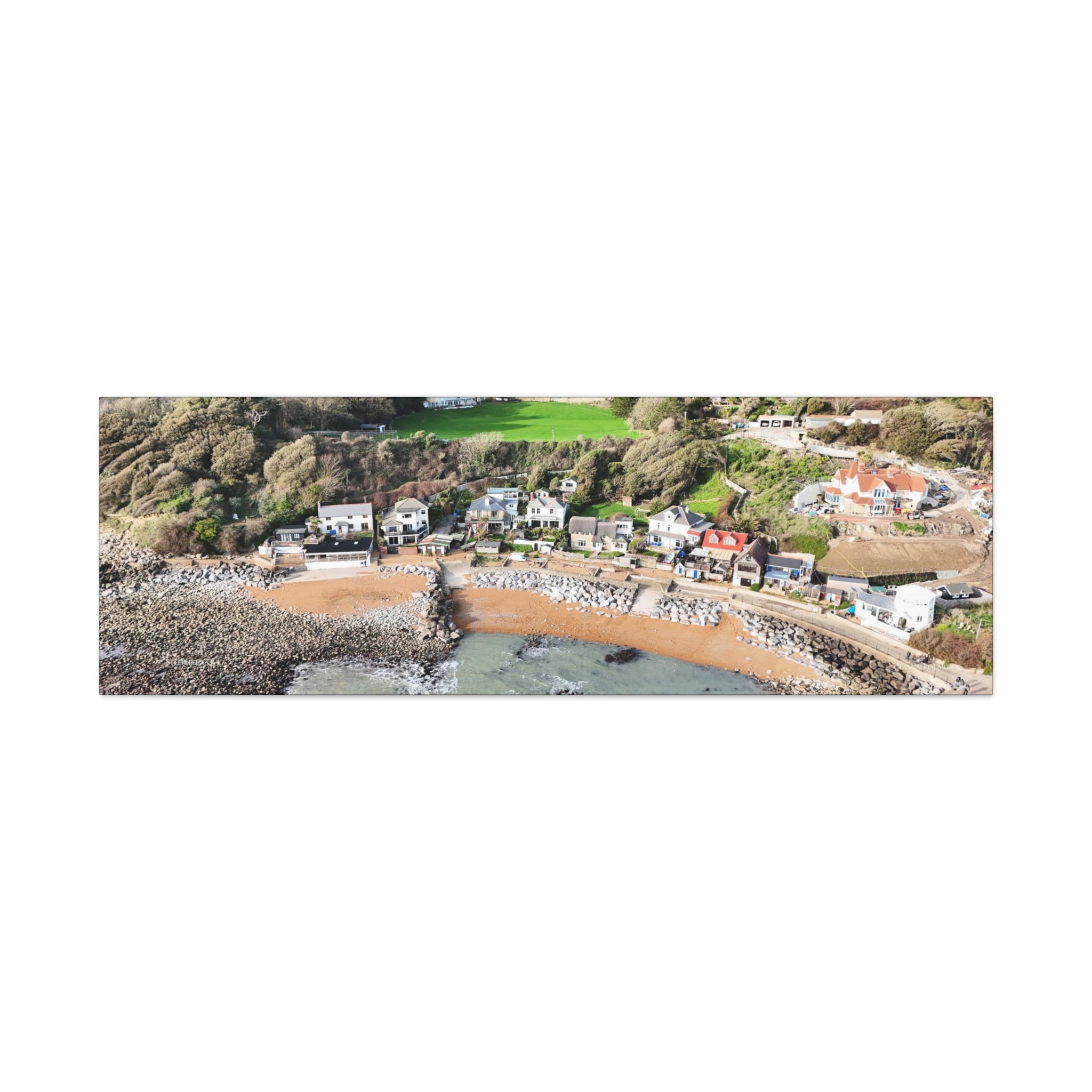Isle of Wight Aerial Canvas Print — Steephill Cove Stretched Panoramic Wall Art