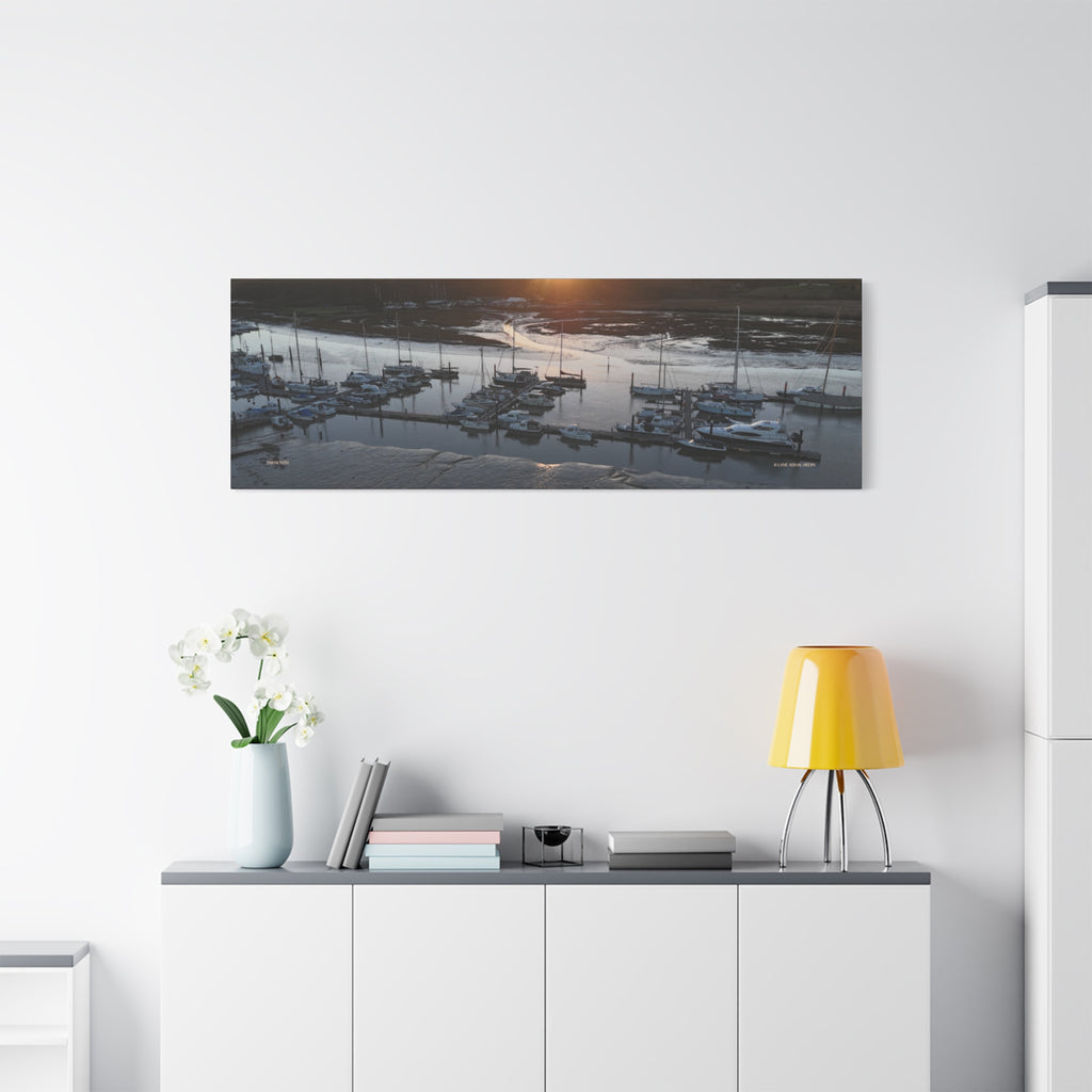 Isle of Wight Panoramic Canvas Print — Yarmouth Marina Stretched Wall Art