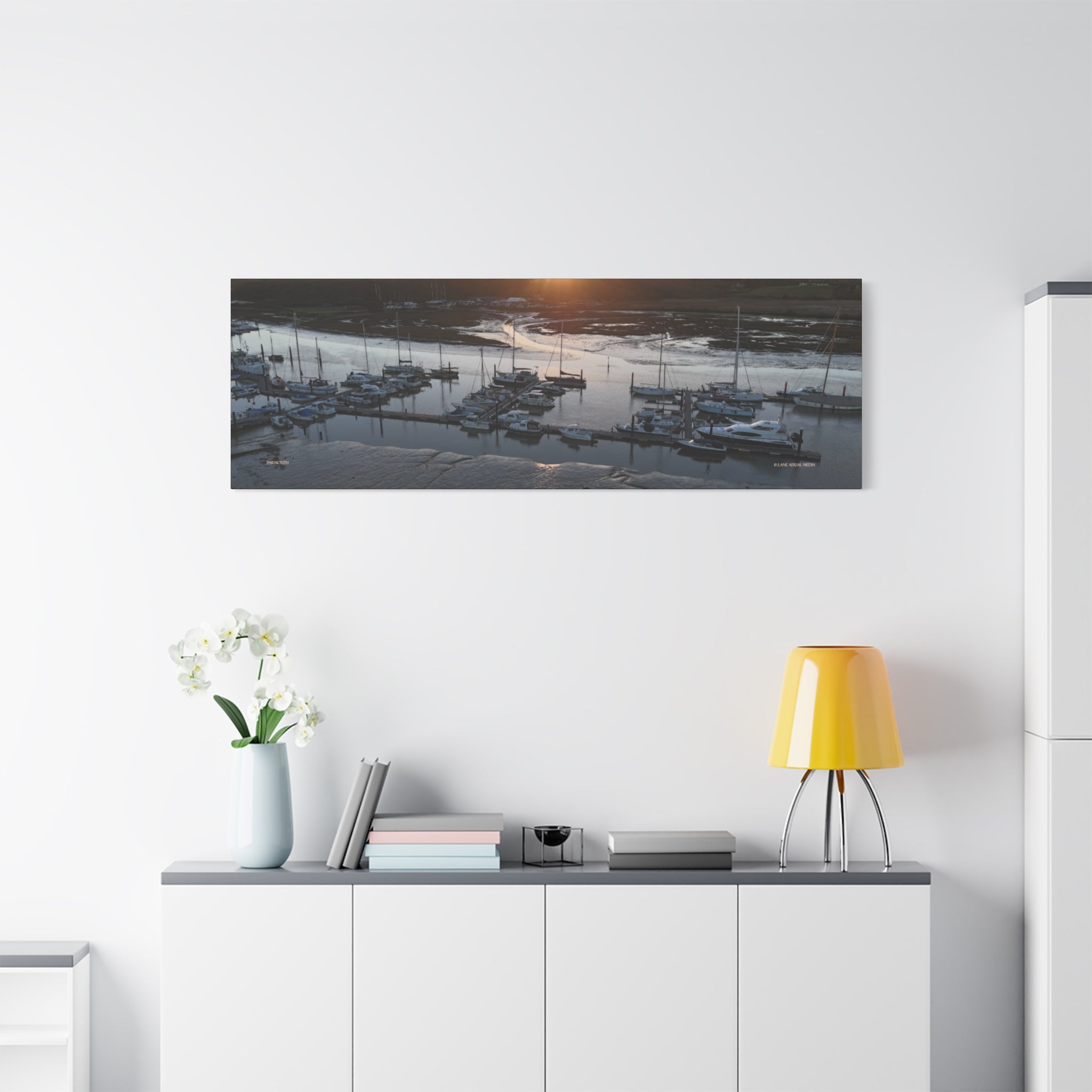 Isle of Wight Panoramic Canvas Print — Yarmouth Marina Stretched Wall Art