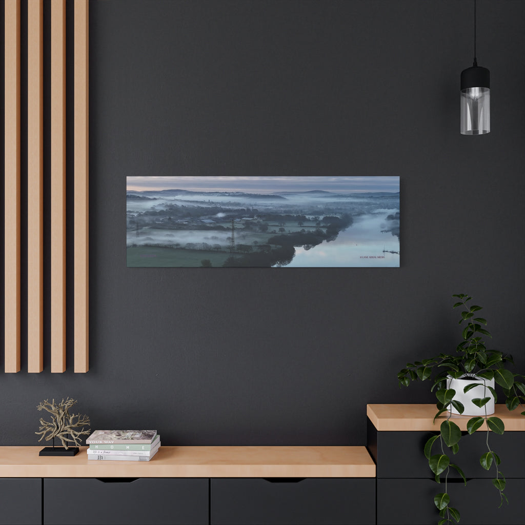 Isle of Wight Panoramic Canvas Print — Misty River Medina Foggy Landscape Wall Art