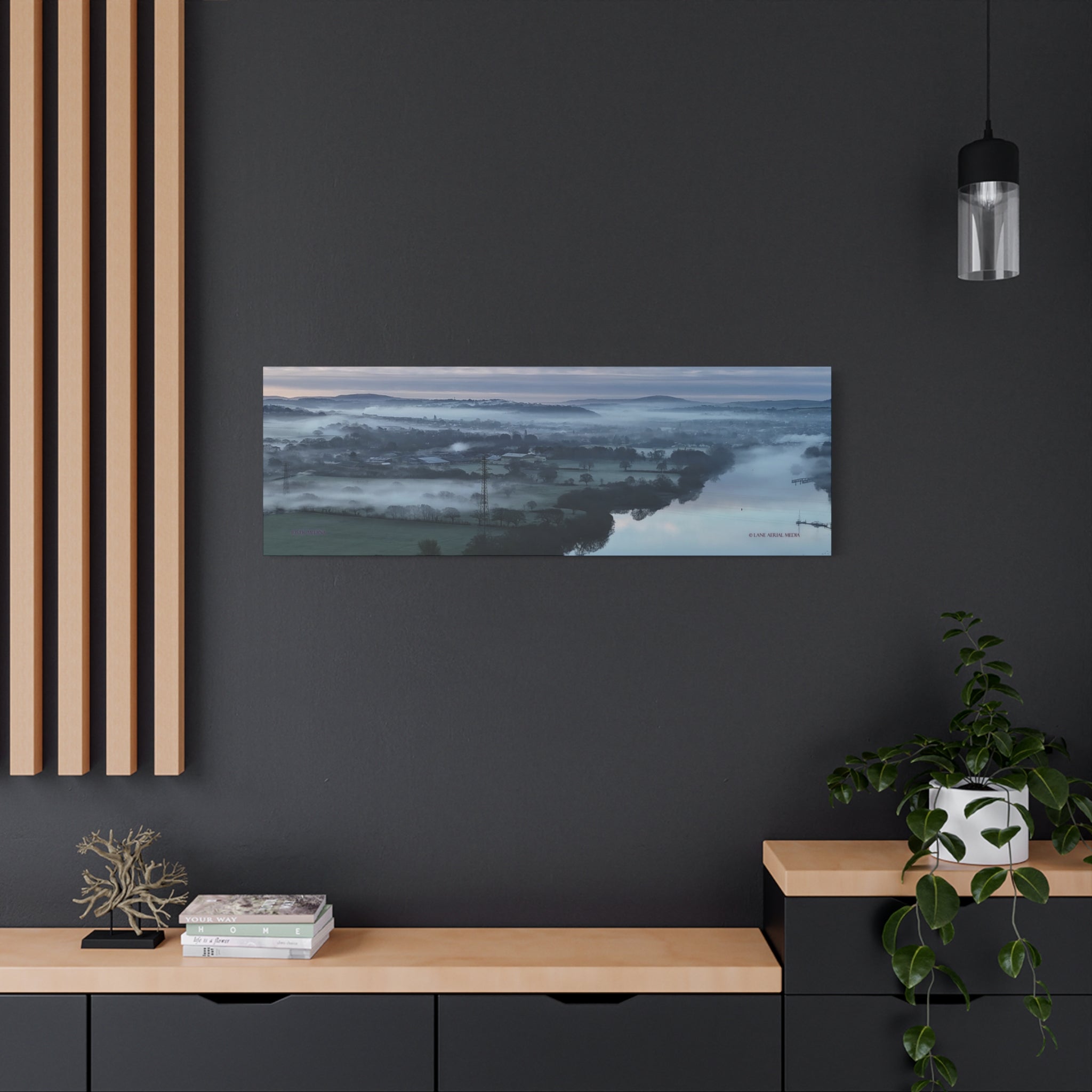 Isle of Wight Panoramic Canvas Print — Misty River Medina Foggy Landscape Wall Art