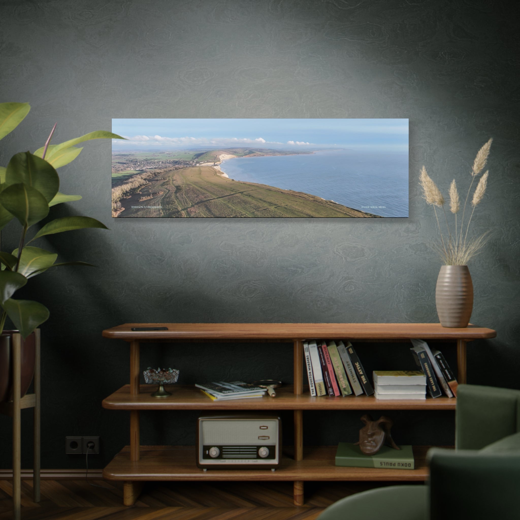Isle of Wight Aerial Canvas Print — Tennyson to Freshwater Wide Seascape Wall Art