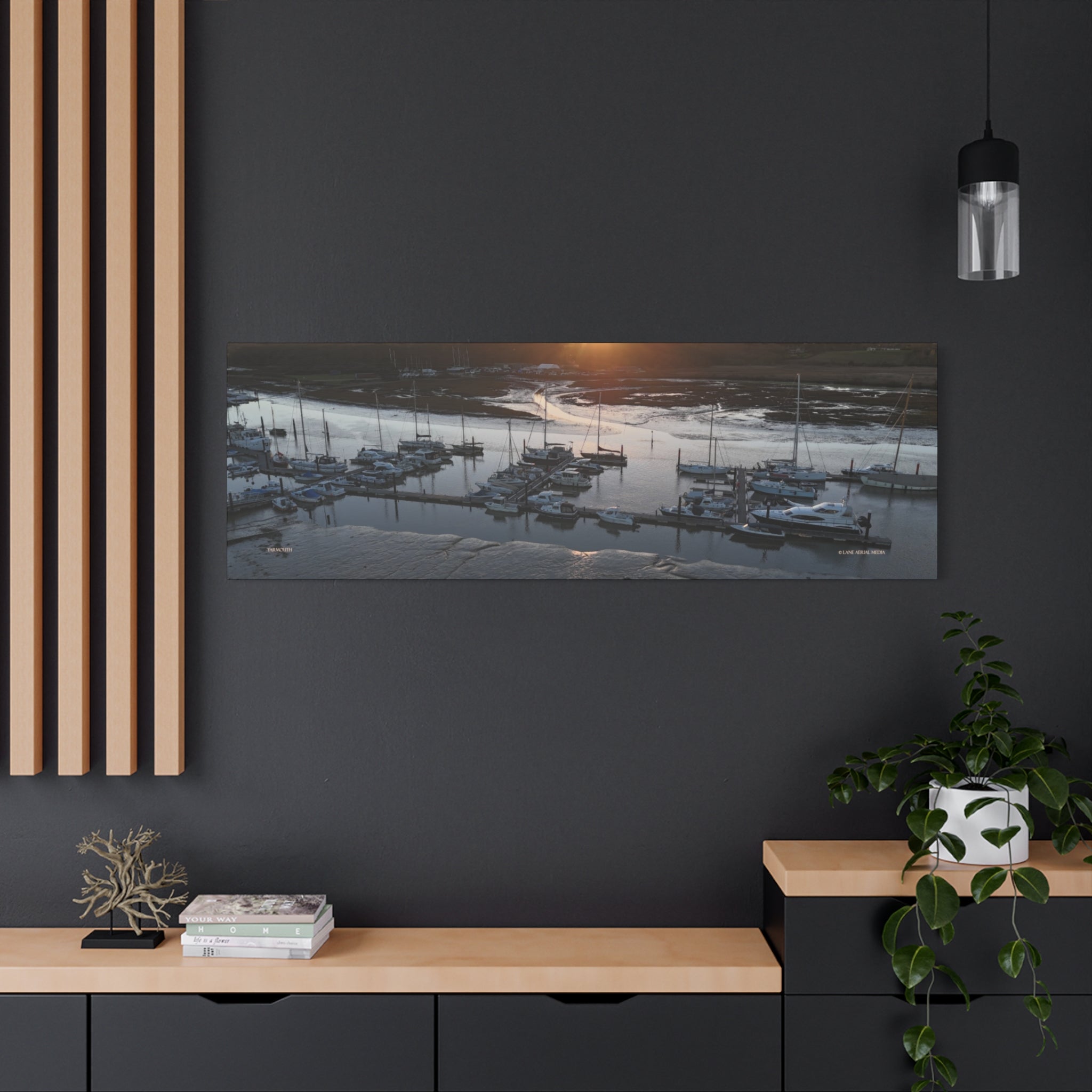 Isle of Wight Panoramic Canvas Print — Yarmouth Marina Stretched Wall Art