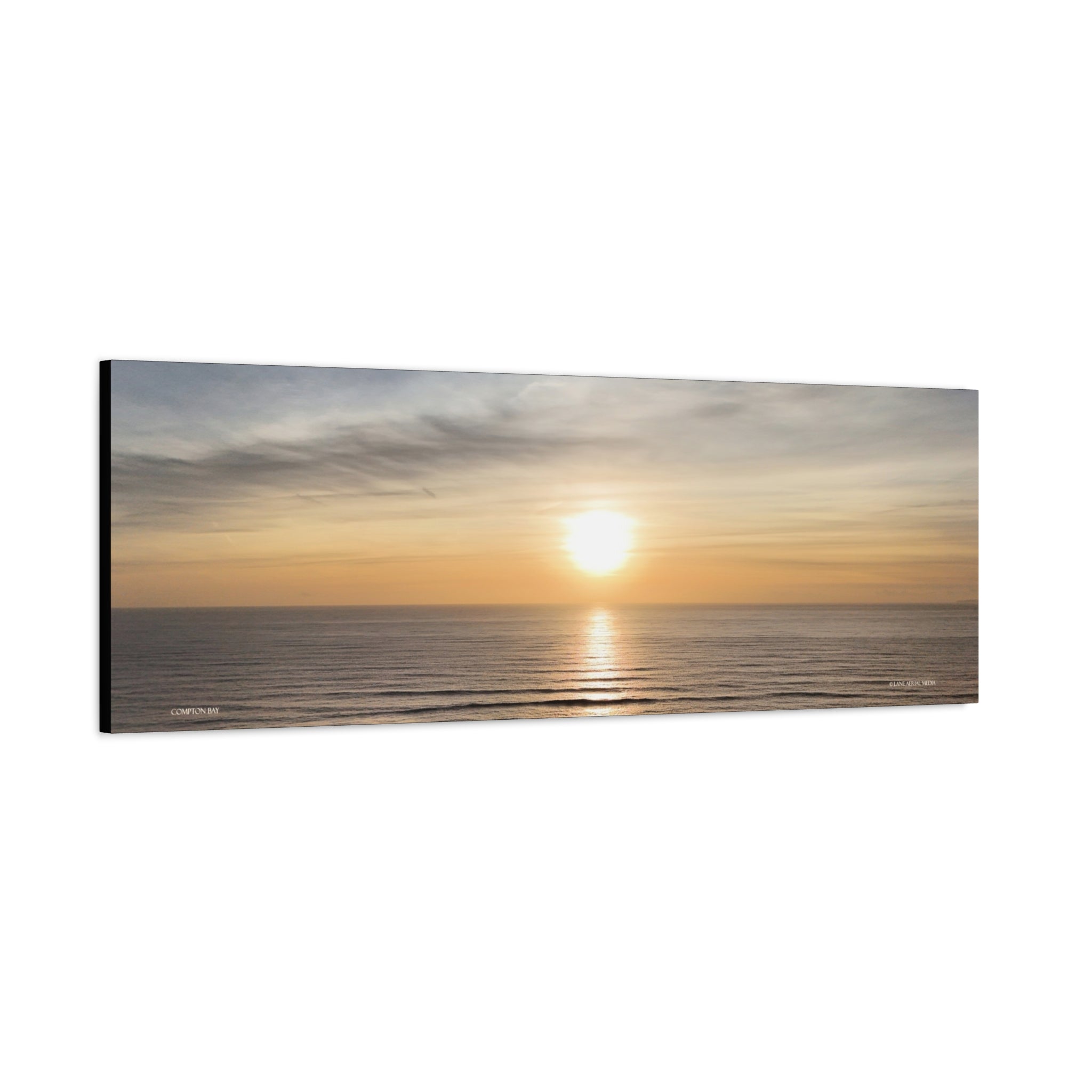 Isle of Wight Panoramic Canvas Print — Compton Bay Sunset Stretched Wall Art