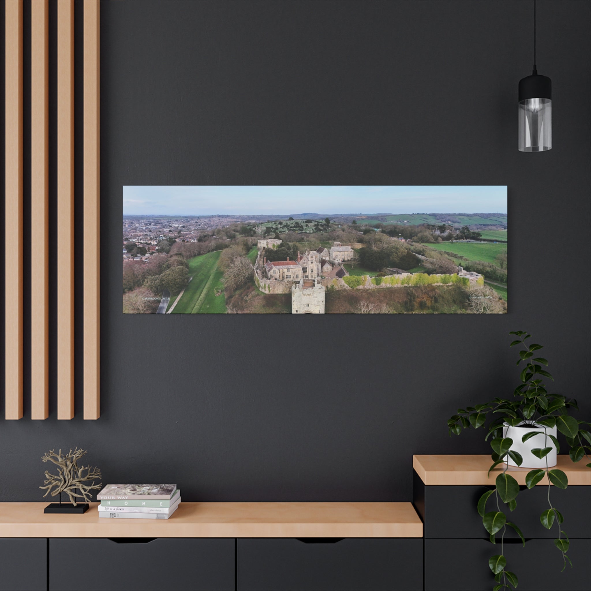 Isle of Wight Panoramic Canvas Print — Carisbrooke Castle Stretched Wall Art