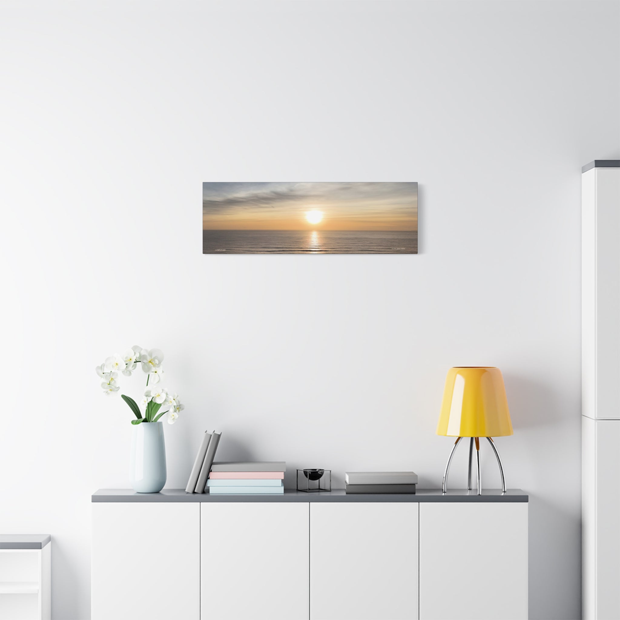 Isle of Wight Panoramic Canvas Print — Compton Bay Sunset Stretched Wall Art