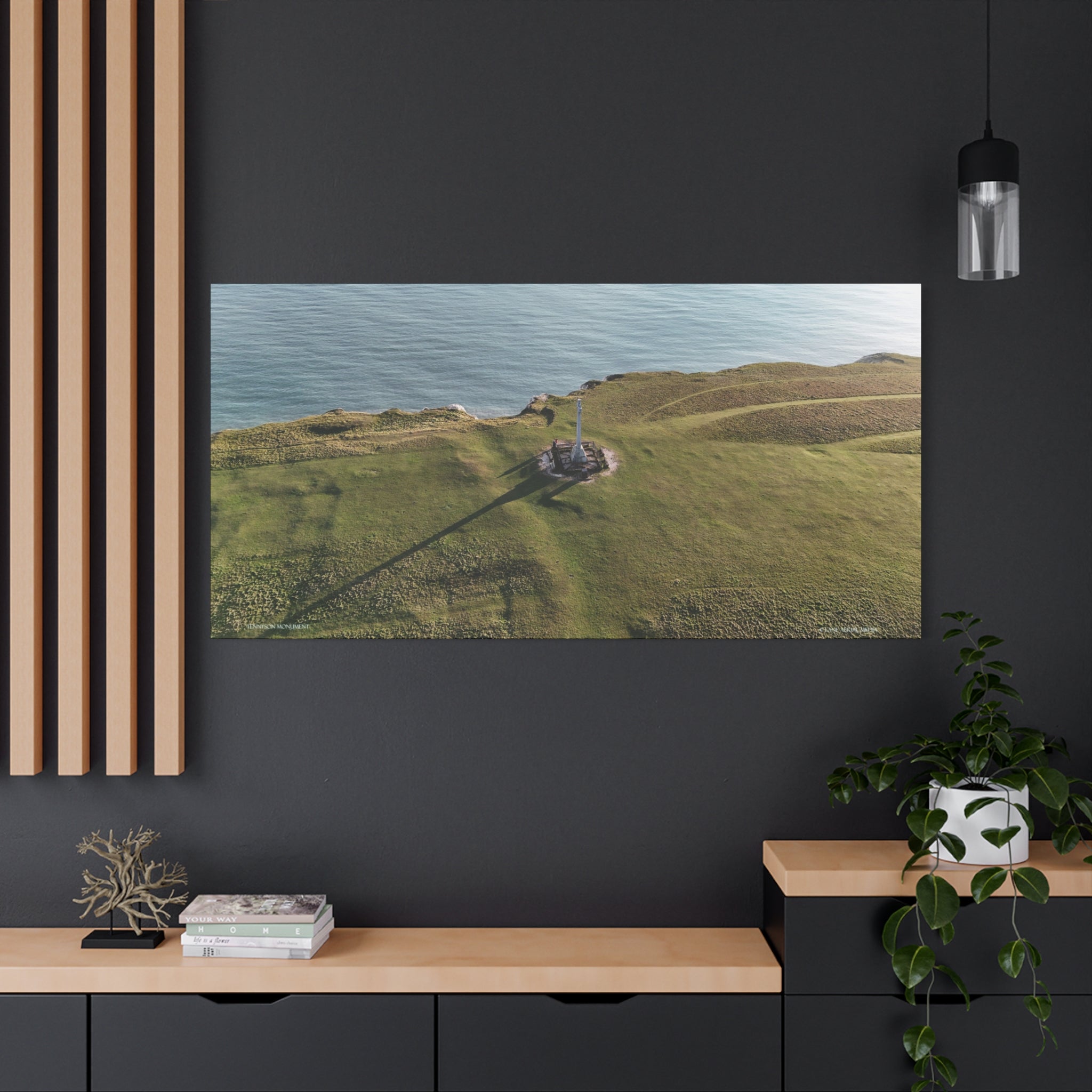 Isle of Wight Aerial Canvas Print — Tennyson Monument Panoramic Wall Art