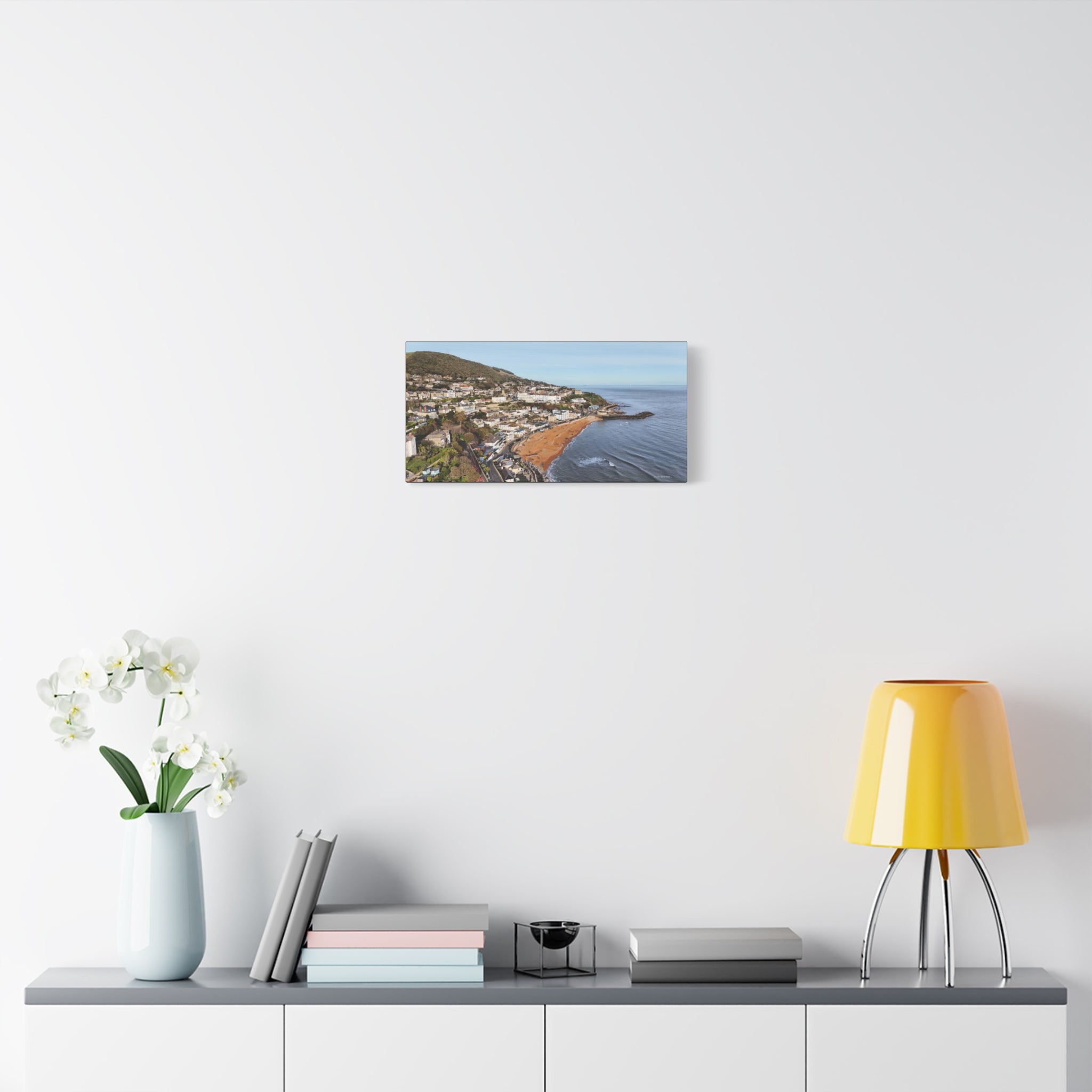 Isle of Wight Aerial Canvas Print — Ventnor Seaside Landscape Stretched Wall Art