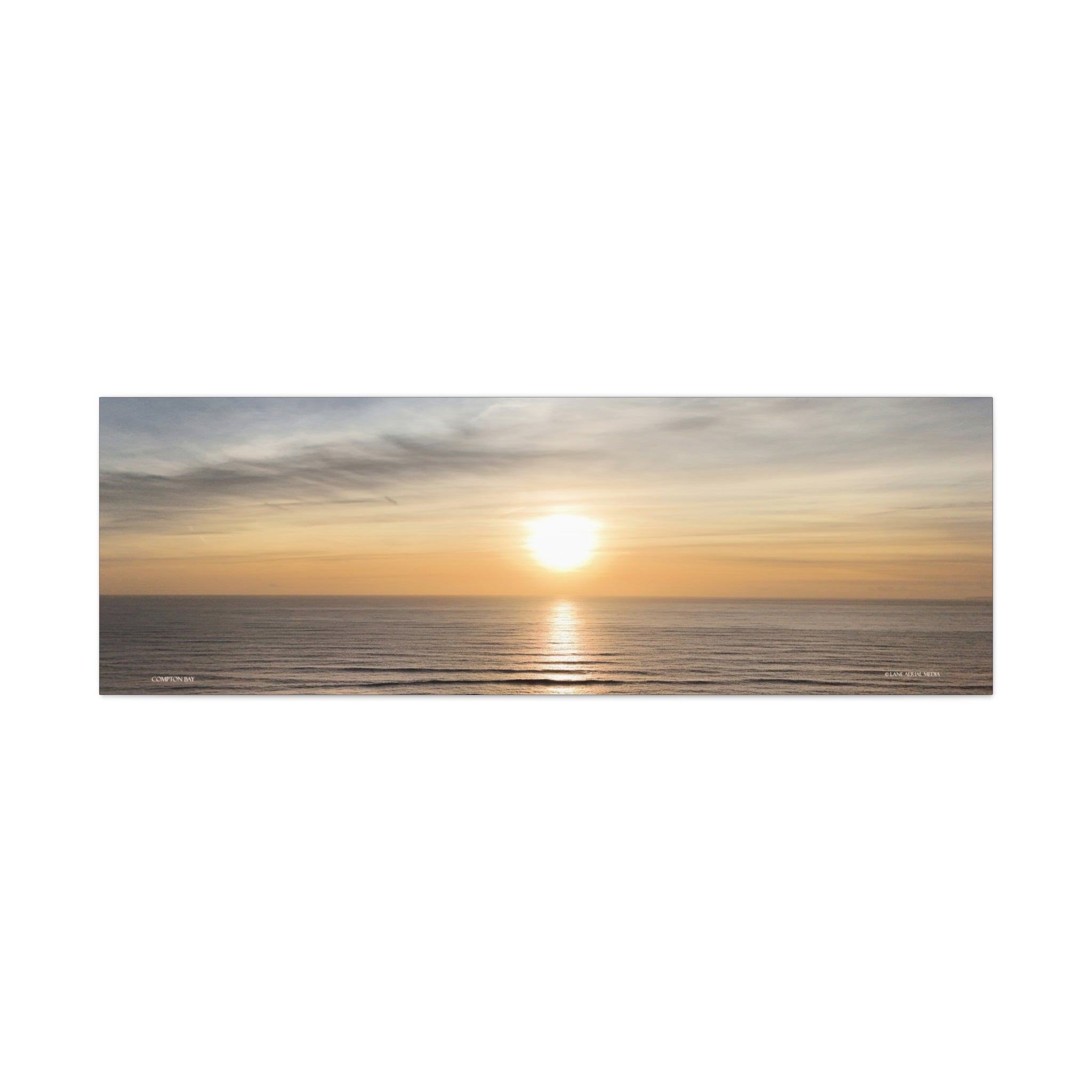 Isle of Wight Panoramic Canvas Print — Compton Bay Sunset Stretched Wall Art