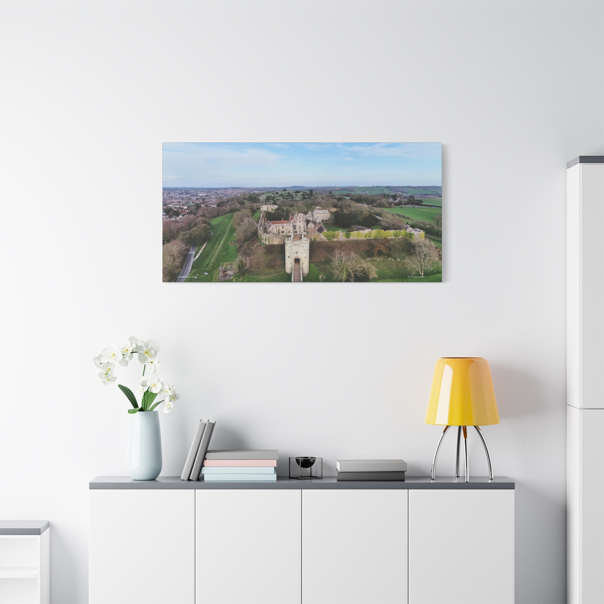 Isle of Wight Aerial Canvas Print — Carisbrooke Castle Landscape Stretched Wall Art