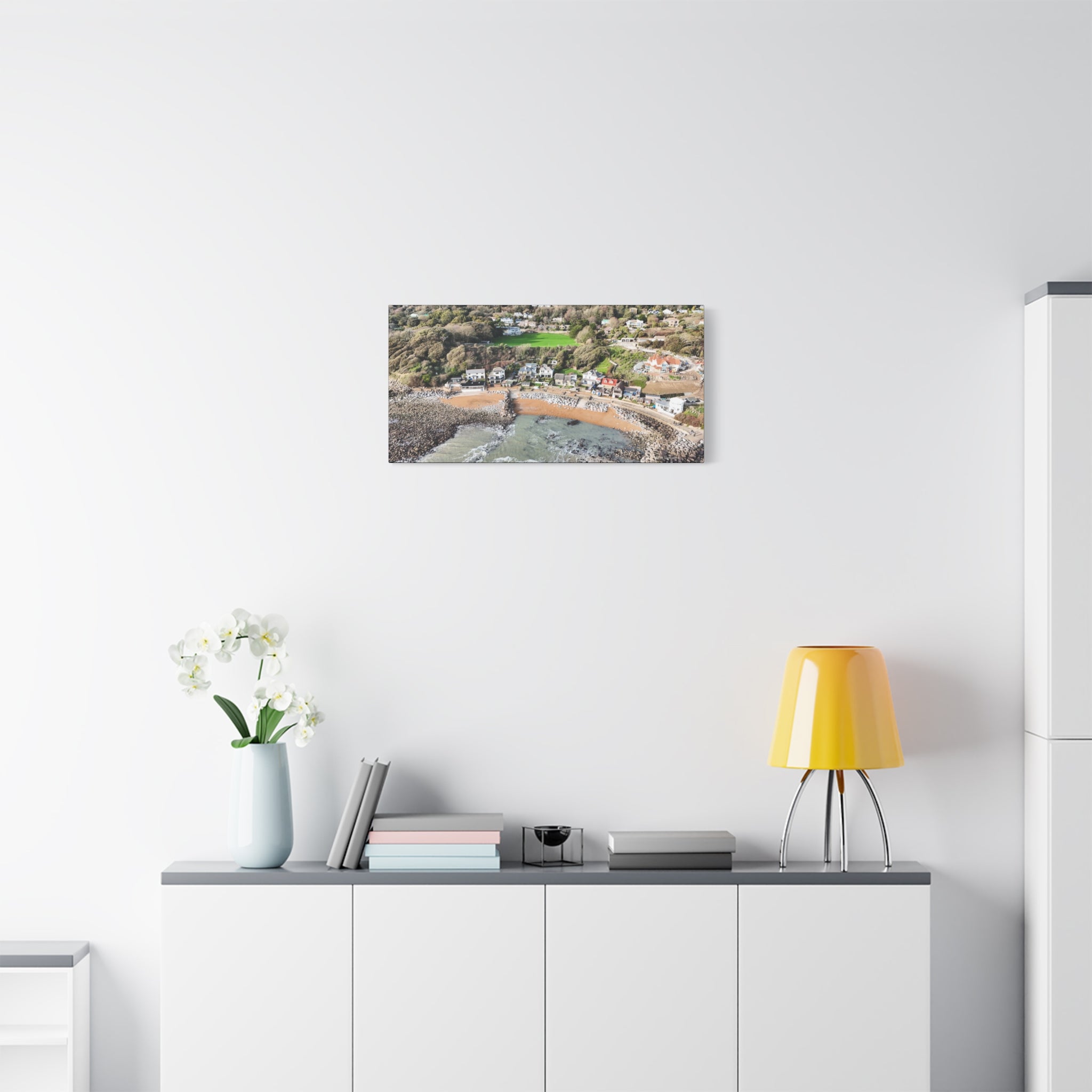 Isle of Wight Aerial Canvas Print — Steephill Cove Panoramic Beachfront Wall Art