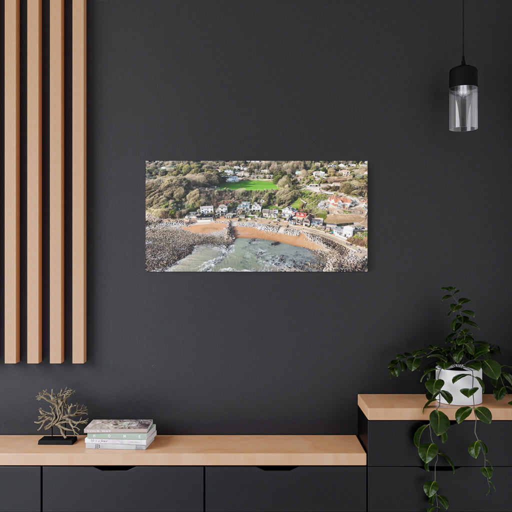 Isle of Wight Aerial Canvas Print — Steephill Cove Panoramic Beachfront Wall Art
