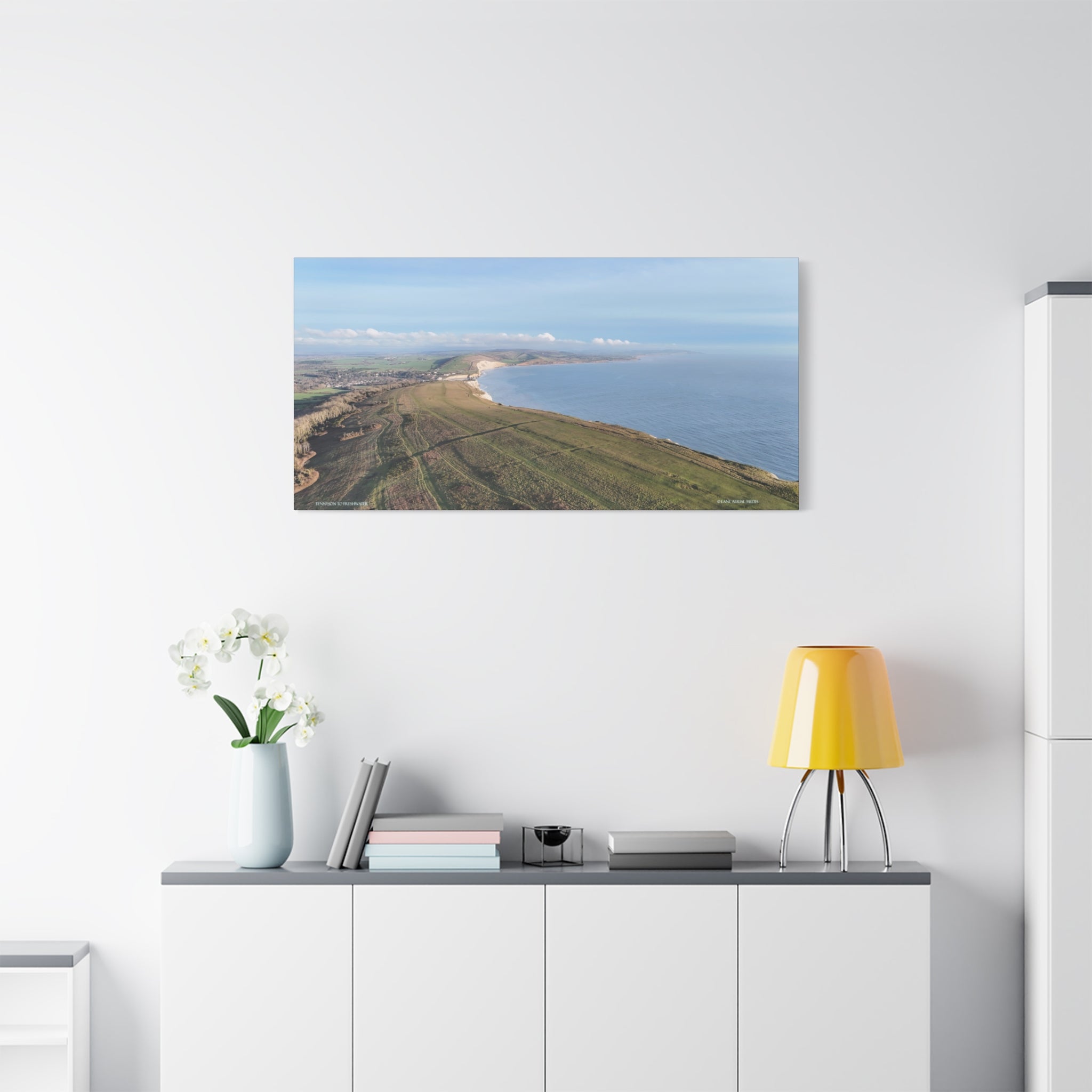 Isle of Wight Aerial Canvas Print — Tennyson to Freshwater Panoramic Coastal Wall Art