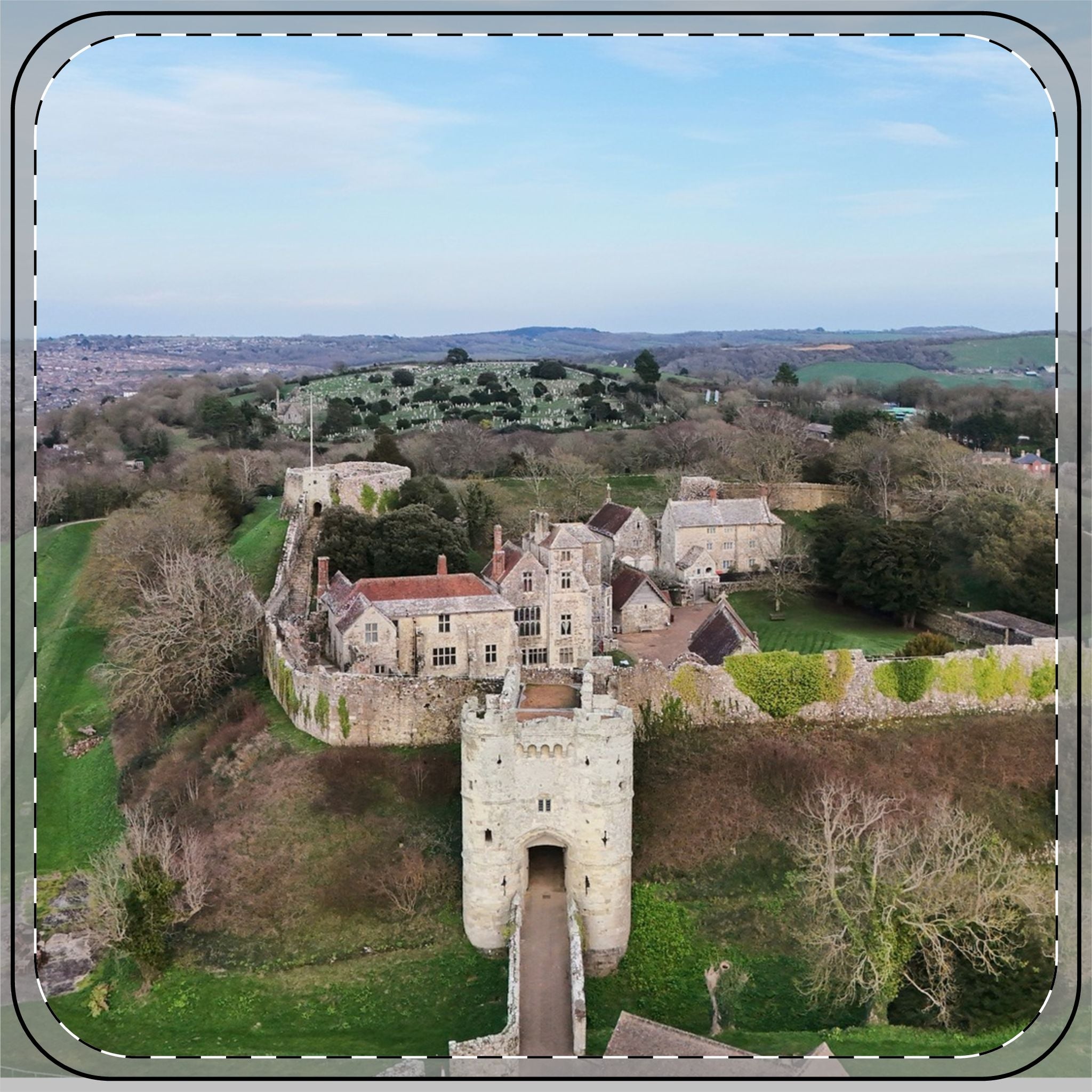 Isle of Wight Gift Coaster — Carisbrooke Castle Aerial Photo Drink Coaster